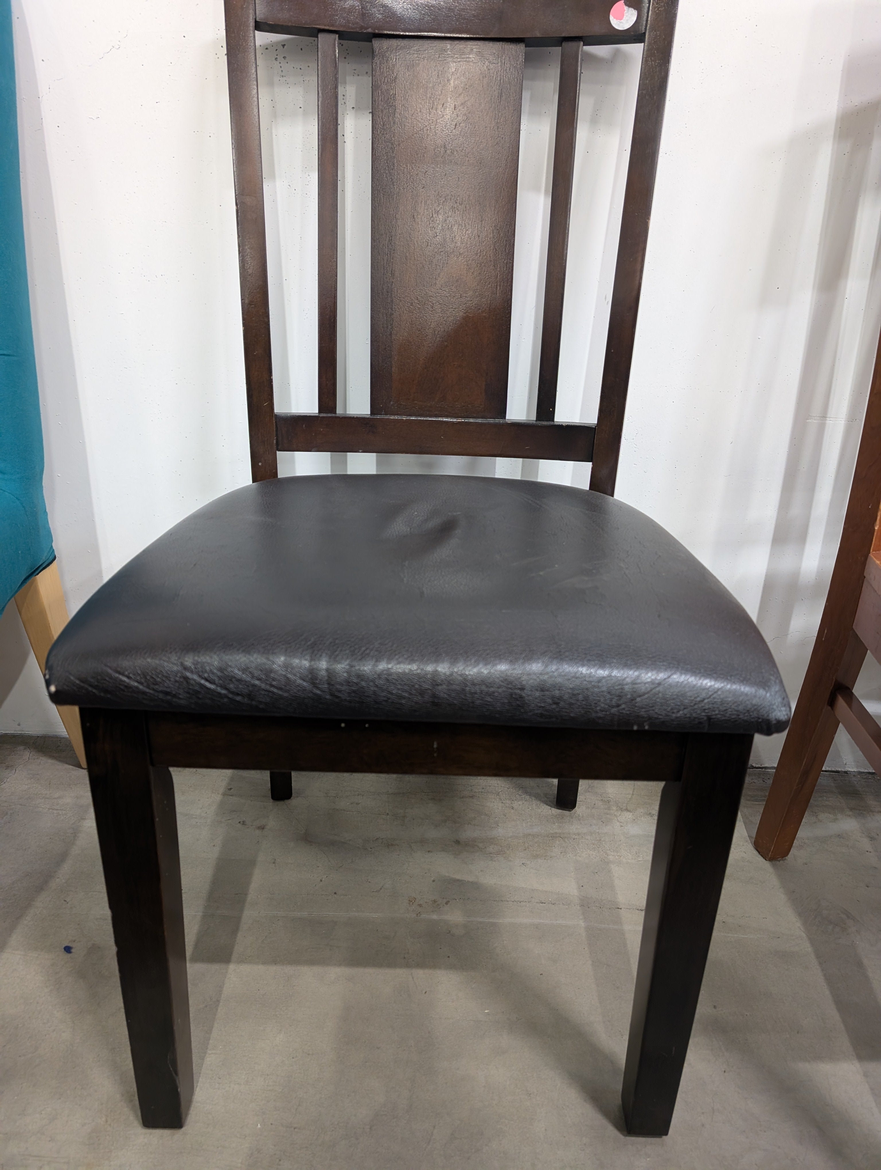 Dark Brown Hardwood Dining Chair with Vinyl Seat