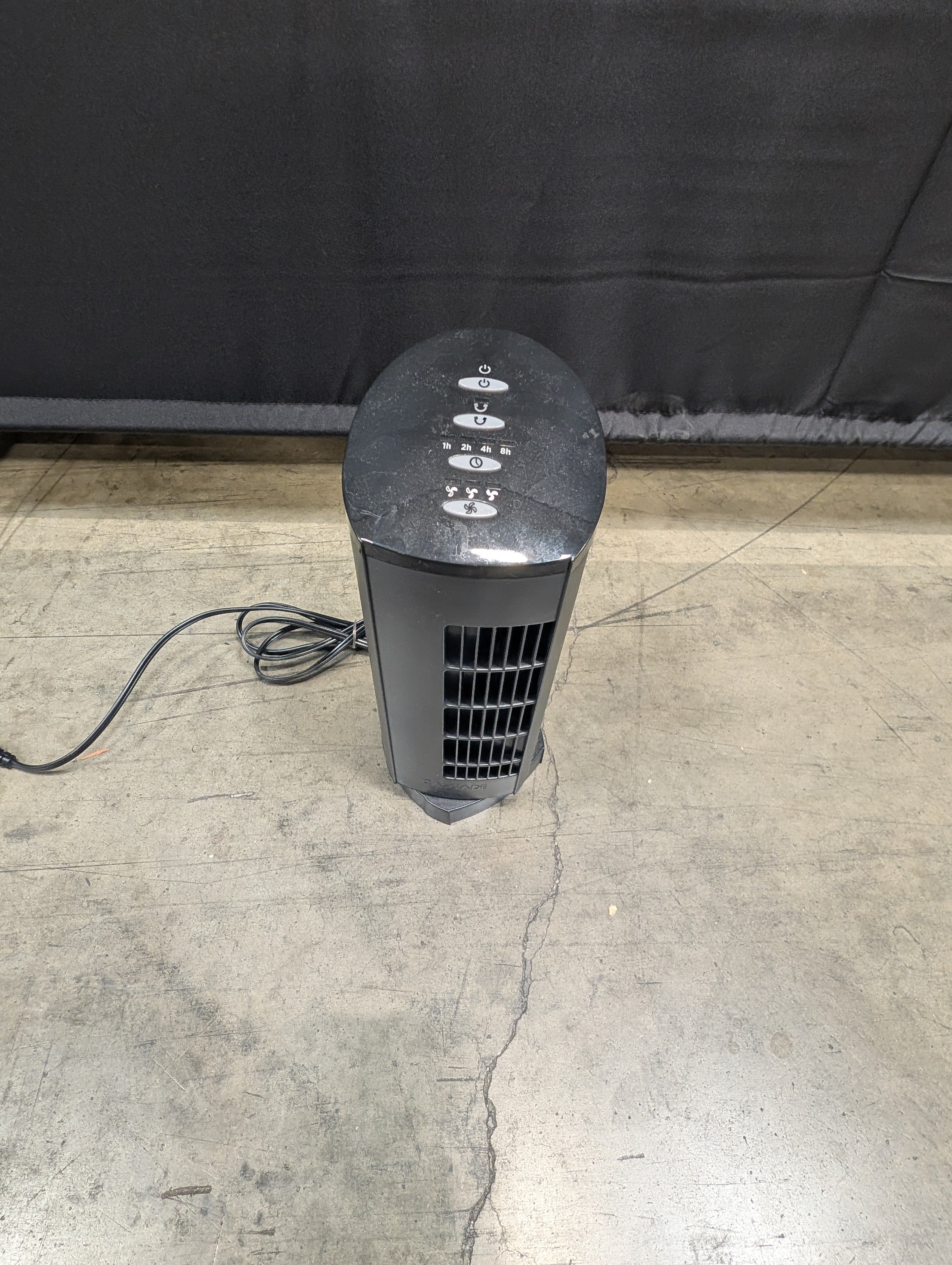 Compact Black Oscillating Tower Fan with Timer