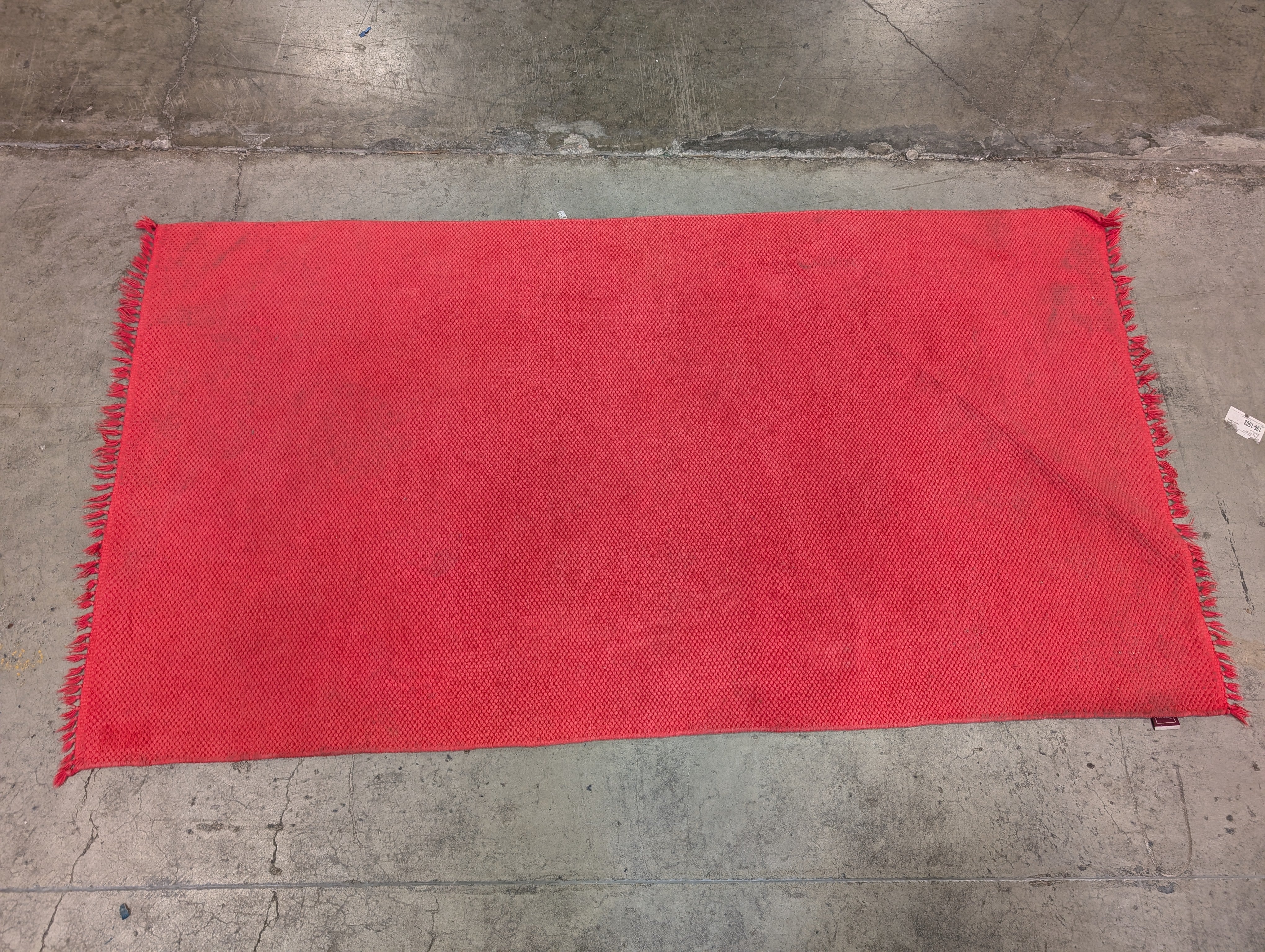 Vibrant Red Ribbed Textile Area Mat