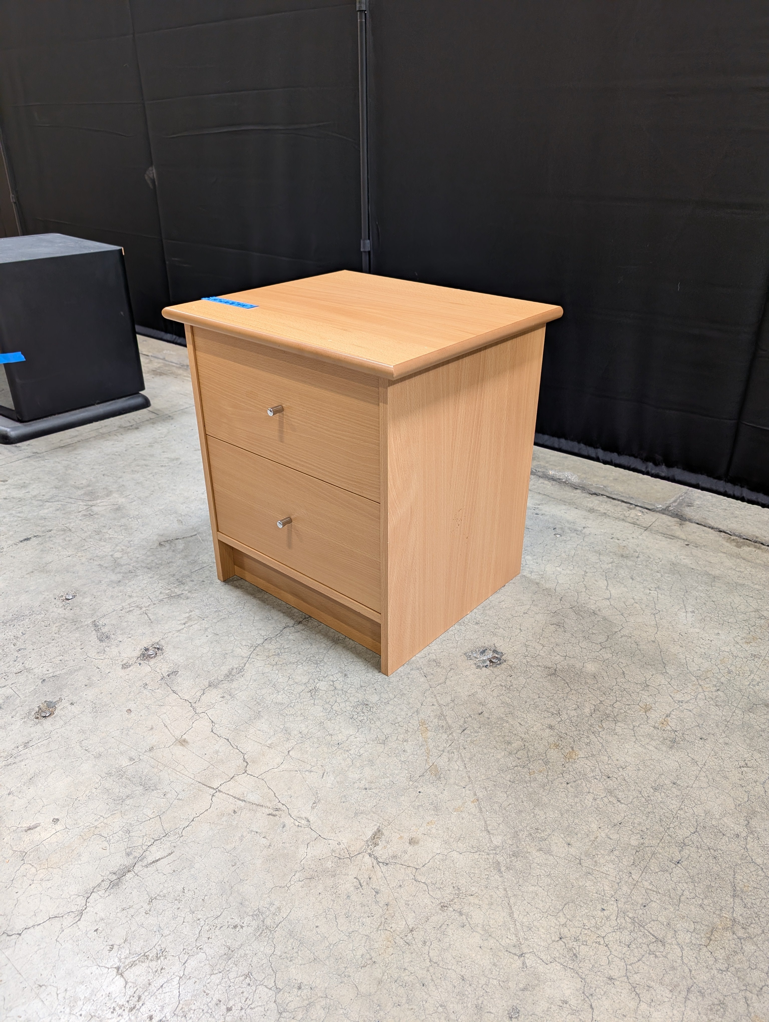 Natural Wood Two-Drawer Storage Nightstand