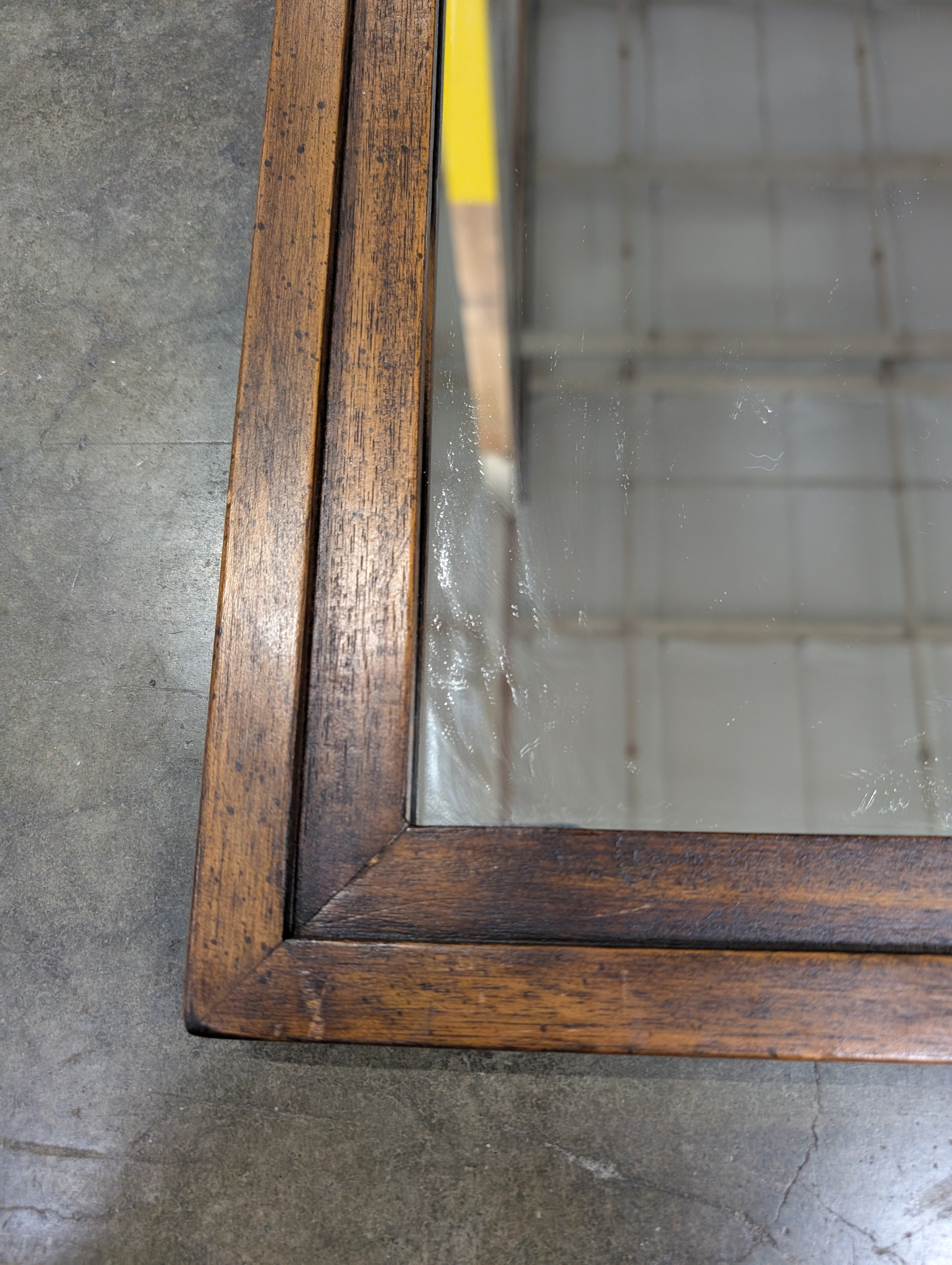Rectangular Wood Frame Wall Mirror with Decorative Lower Panel