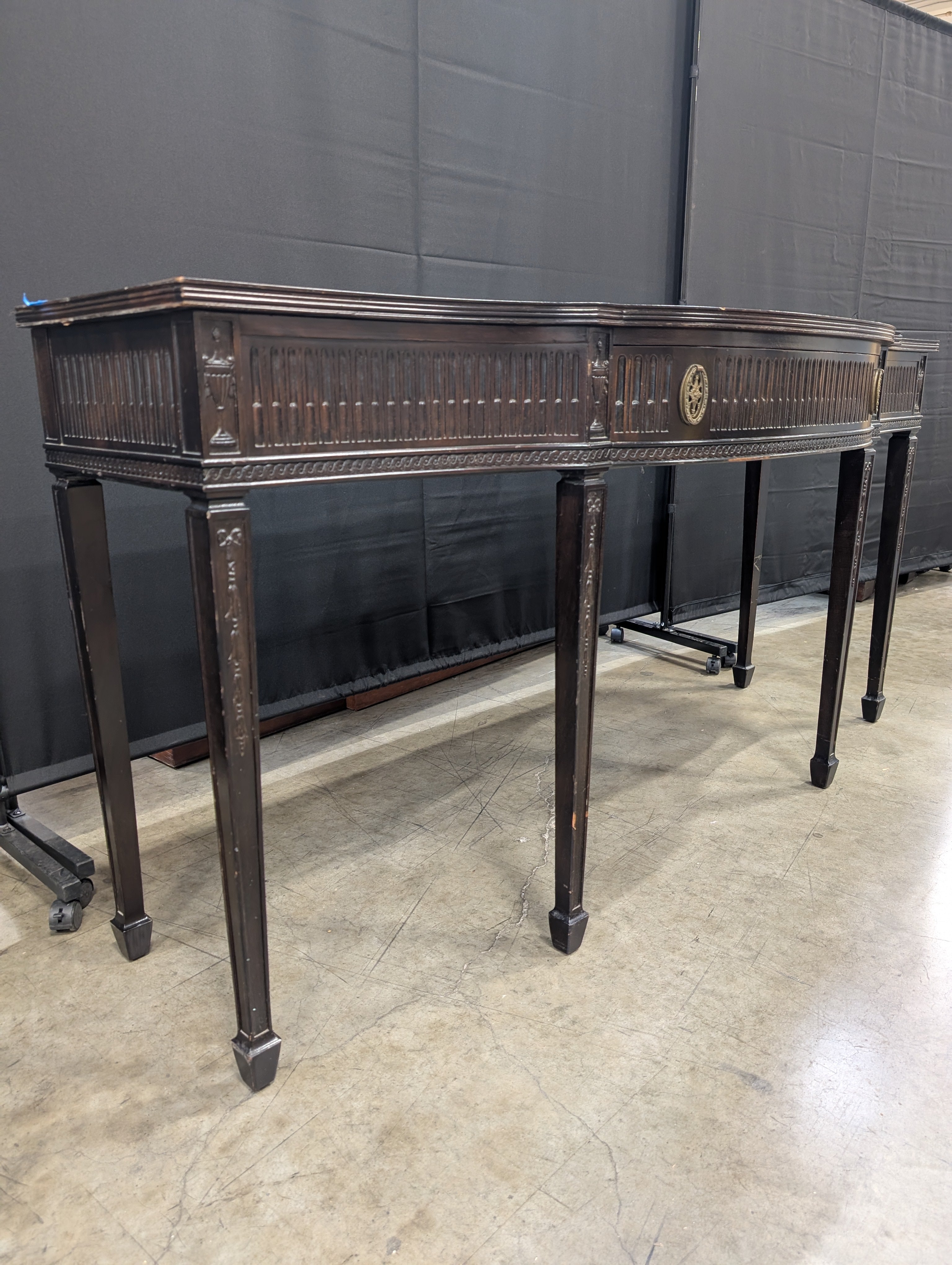 Curved Front Dark Wood Console Table