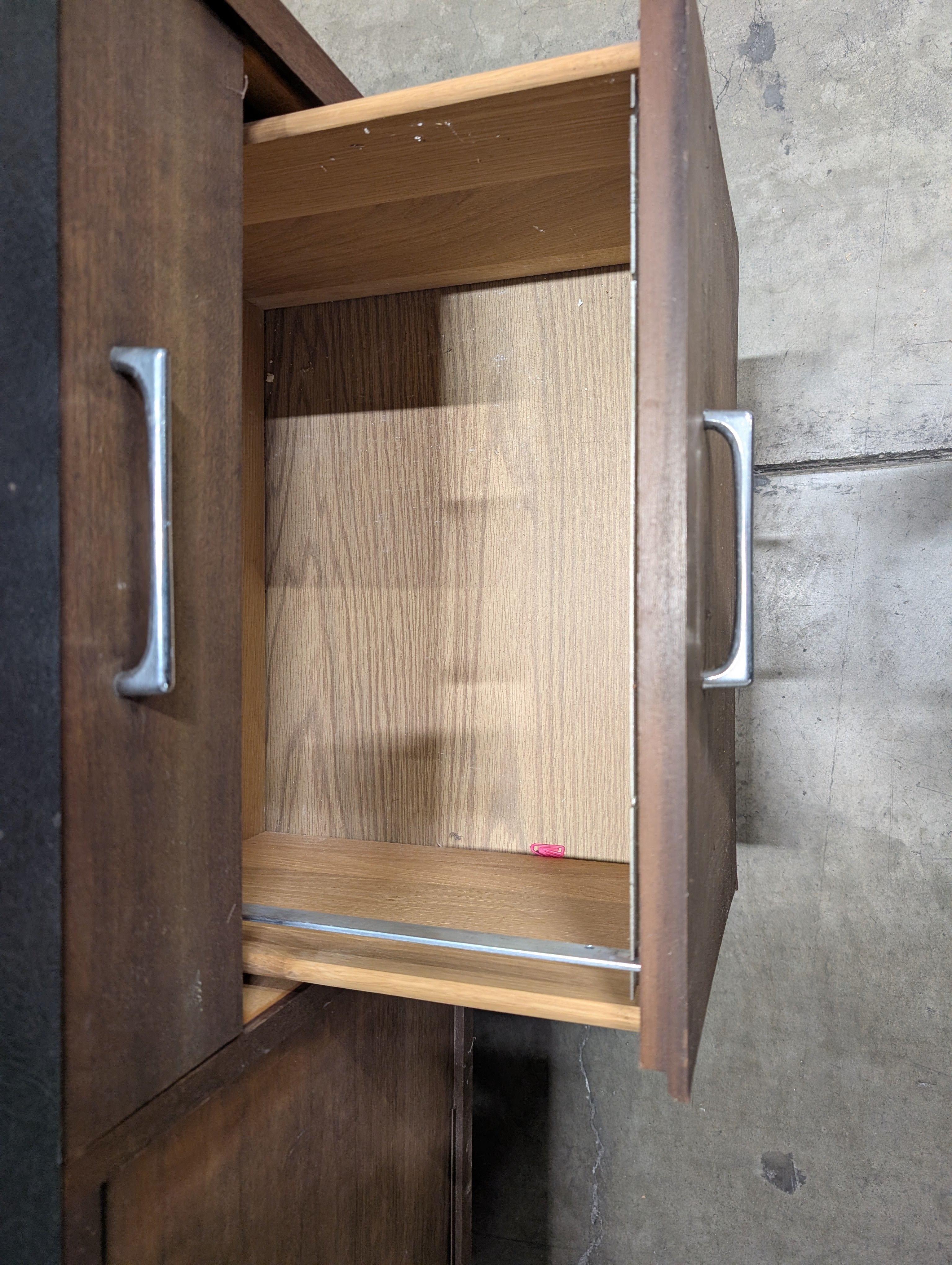 Mid-Century Modern Wood Credenza with Sliding Door