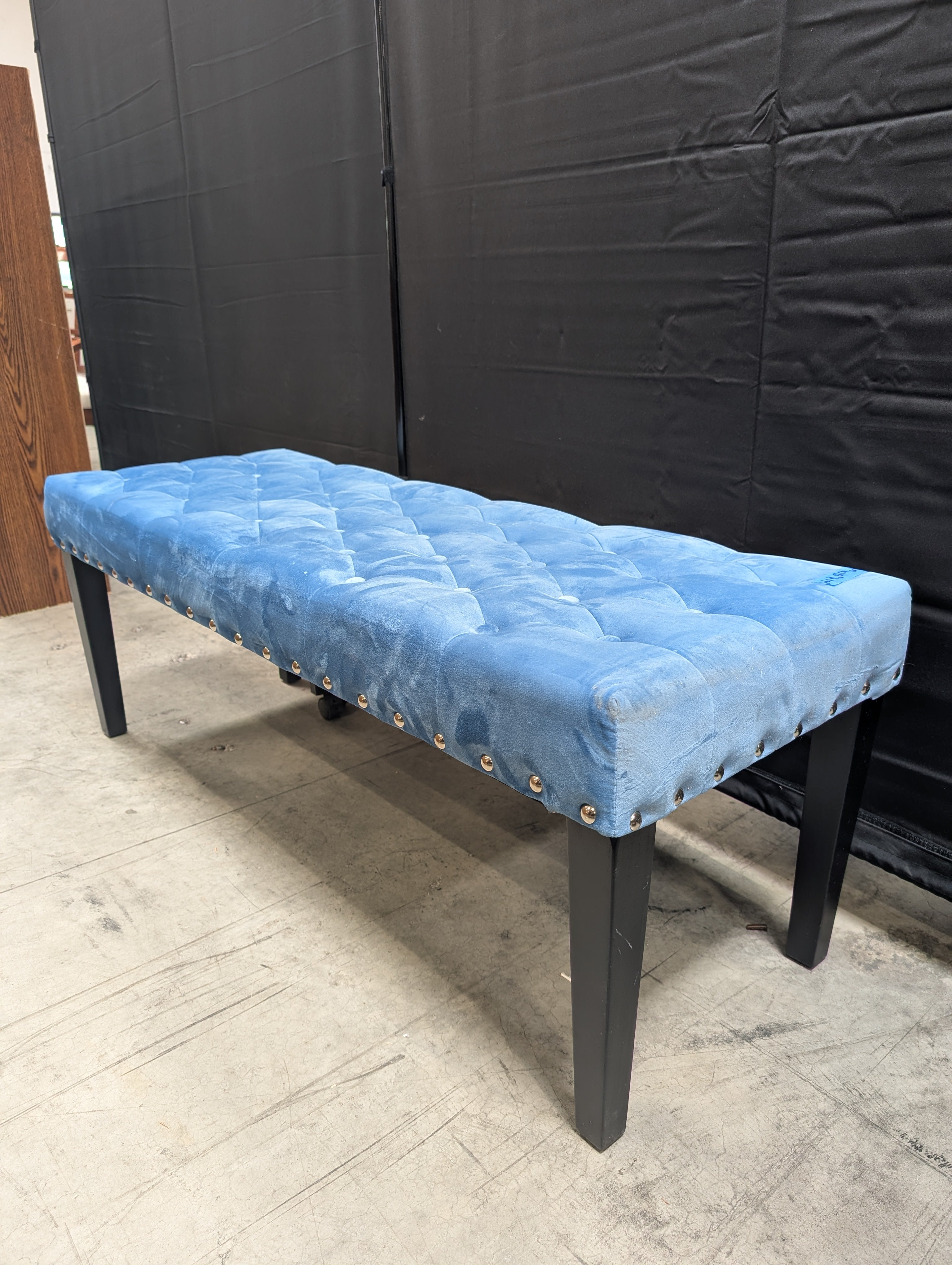 Plush Teal Velvet Upholstered Ottoman