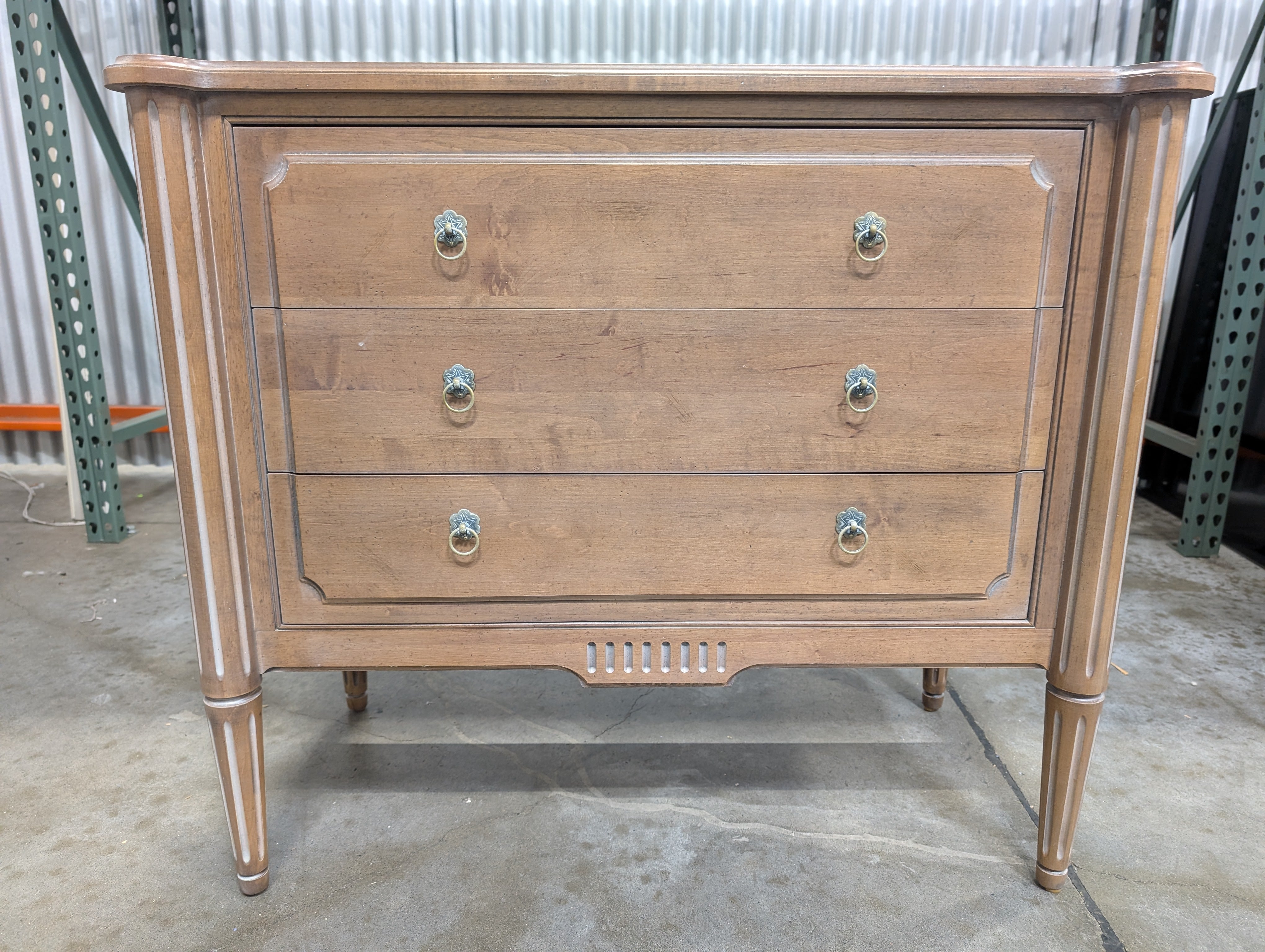 Ethan Allen Traditional Light Brown Wood Three-Drawer Chest