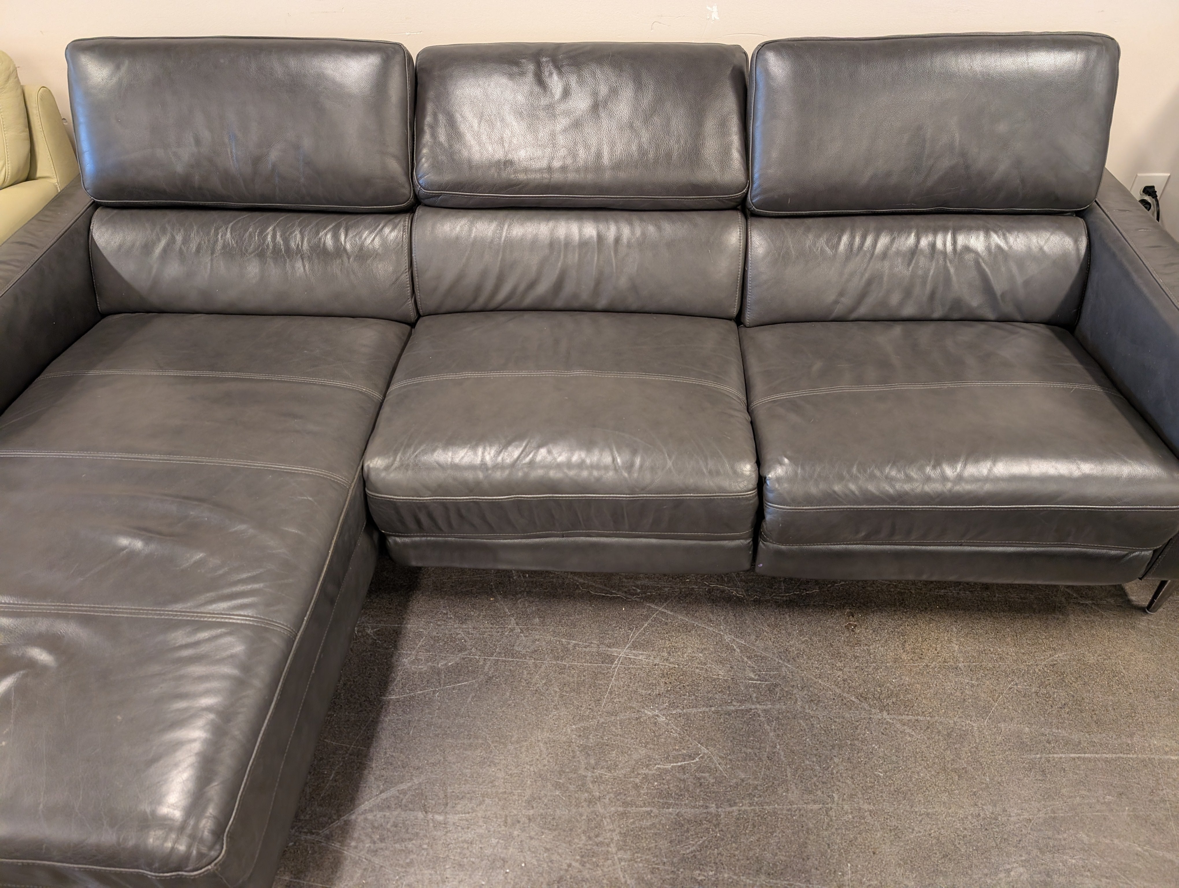 Grey Leather Reclining Sectional Sofa