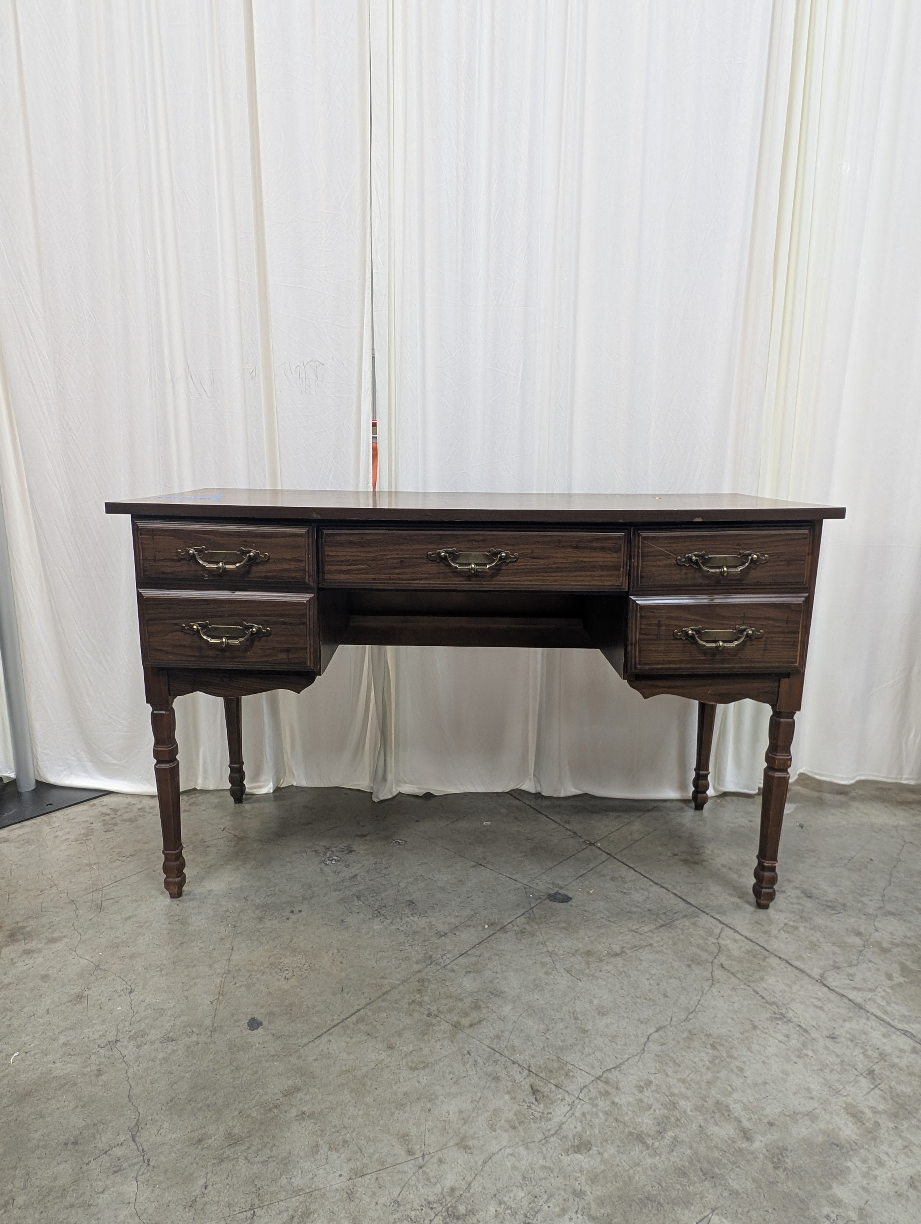 DMI Furniture Dark Wood Writing Desk with Five Drawers