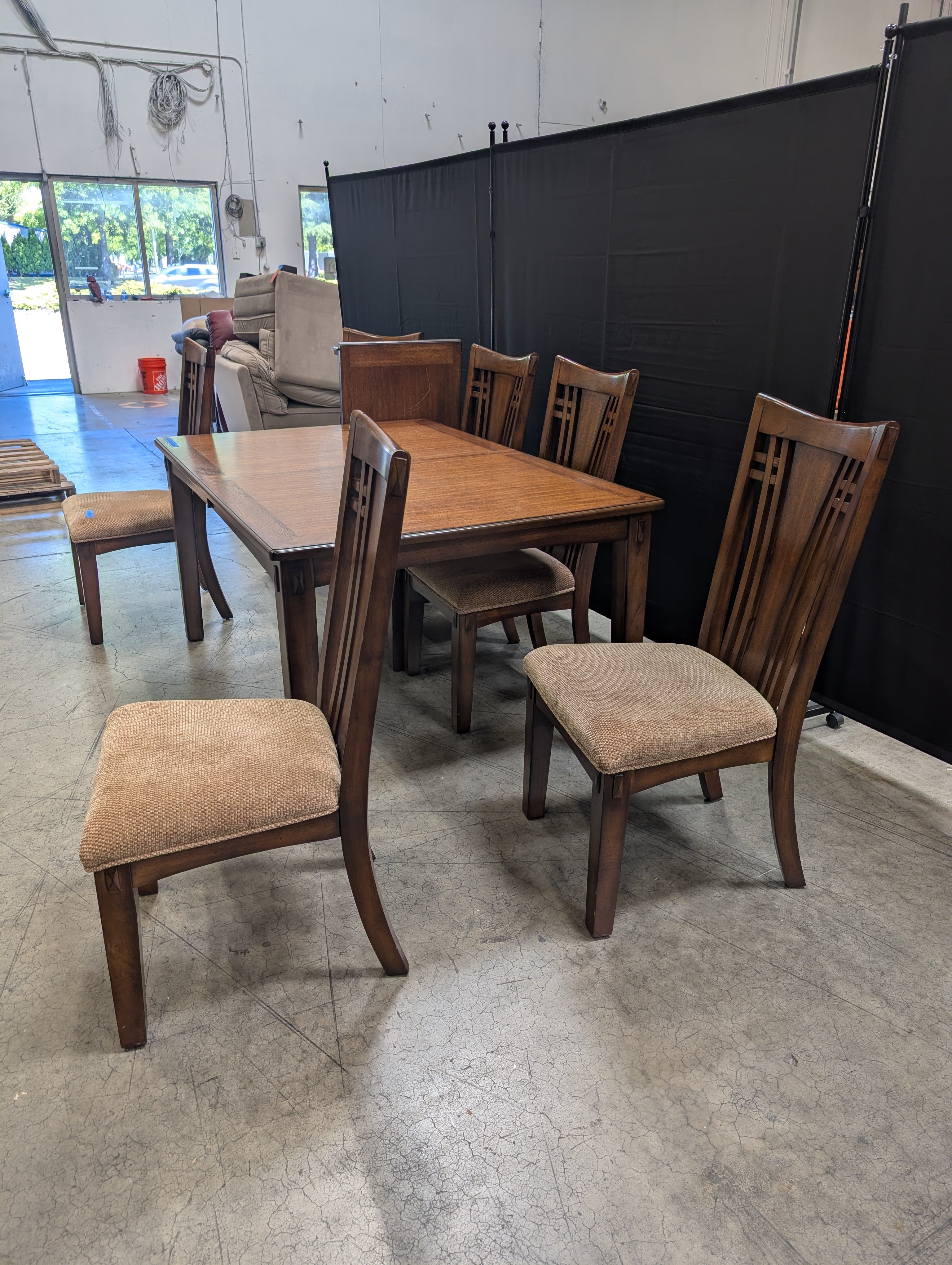 Rectangular Wood Dining Table and Six Chairs in Dark Stain Dining Set