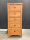 Five-Drawer Wood Dresser with Black Knobs