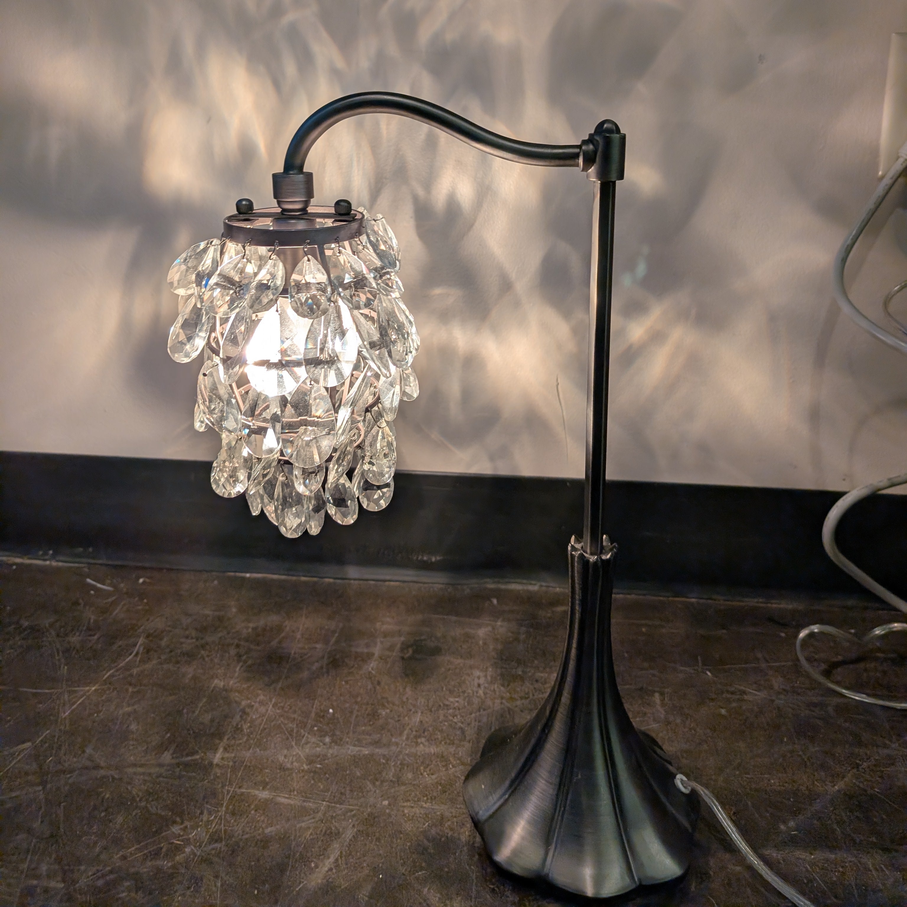 Chandelier Style Table Lamp with Clear Prisms