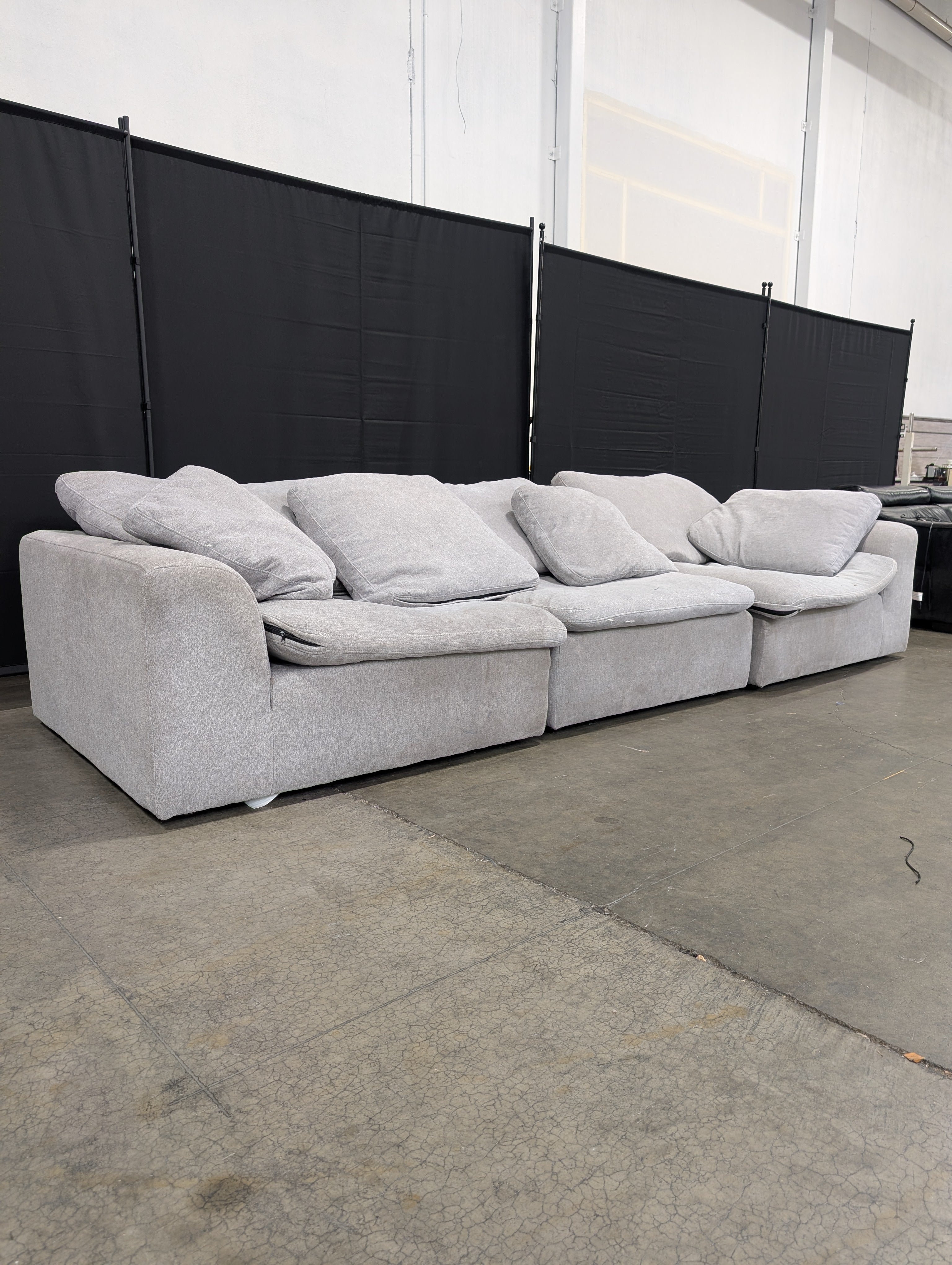 Modular Light Grey Fabric Sectional Sofa Set