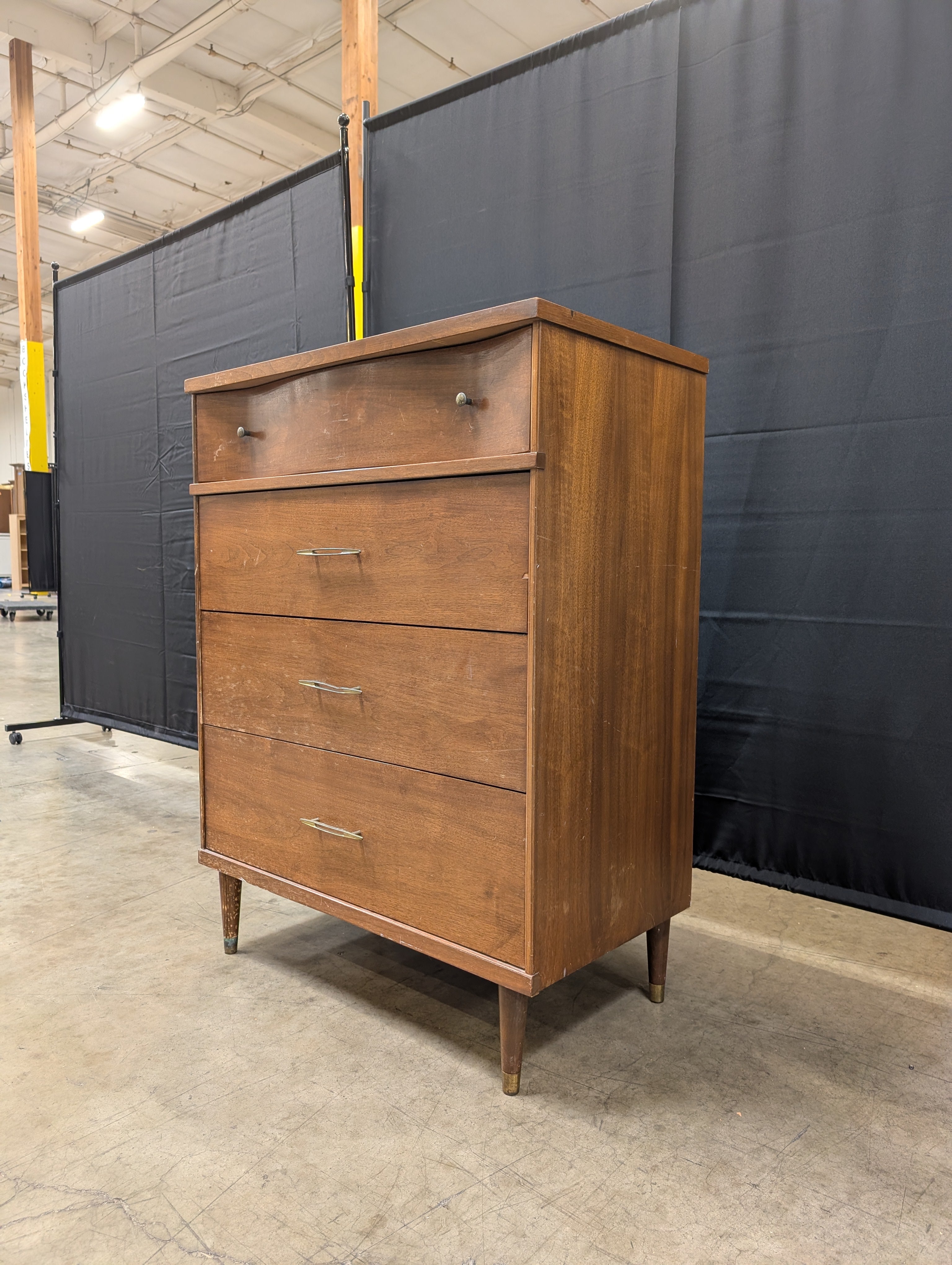 Harmony House Modern Wood Four-Drawer Chest with Tapered Legs