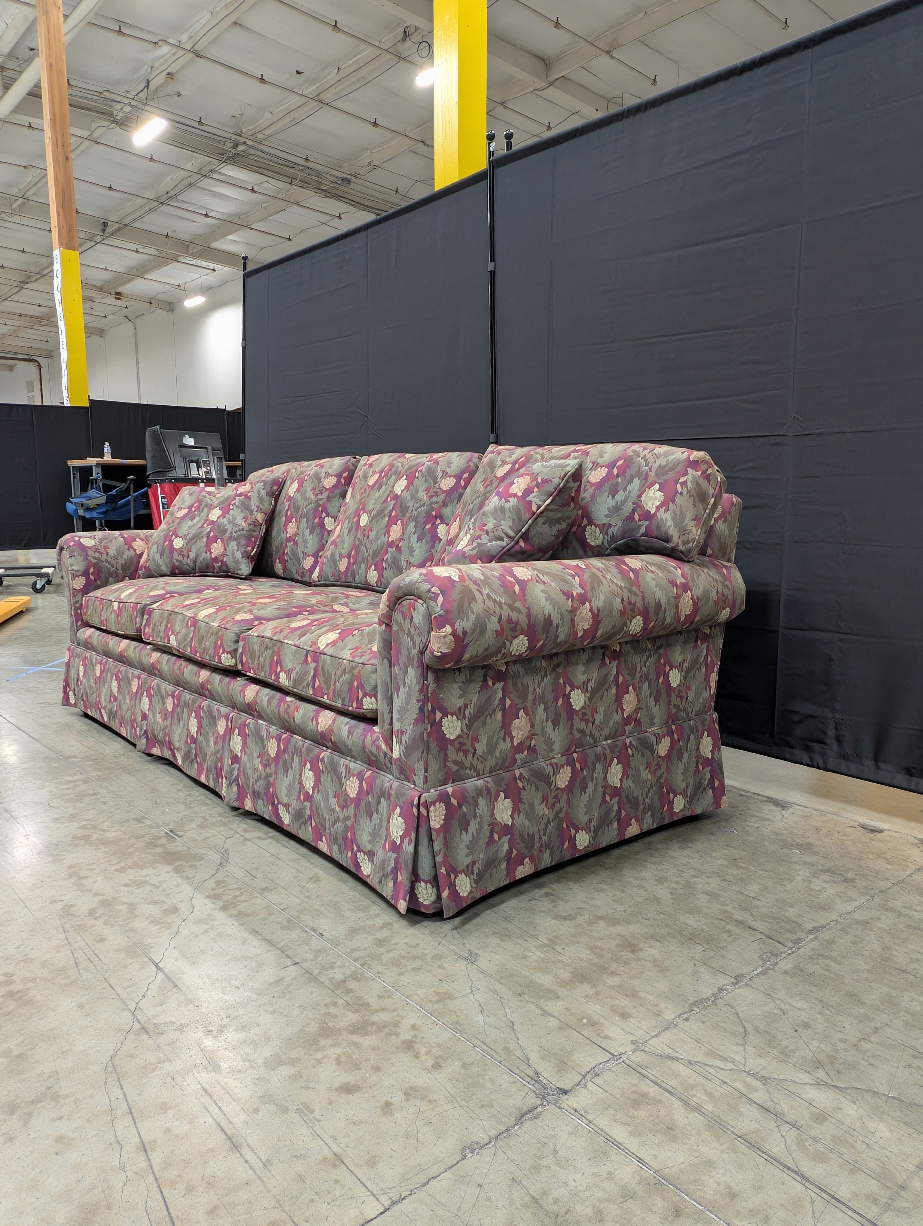 Valley furniture Upholstered Three-Seater Sofa with Botanical Pattern