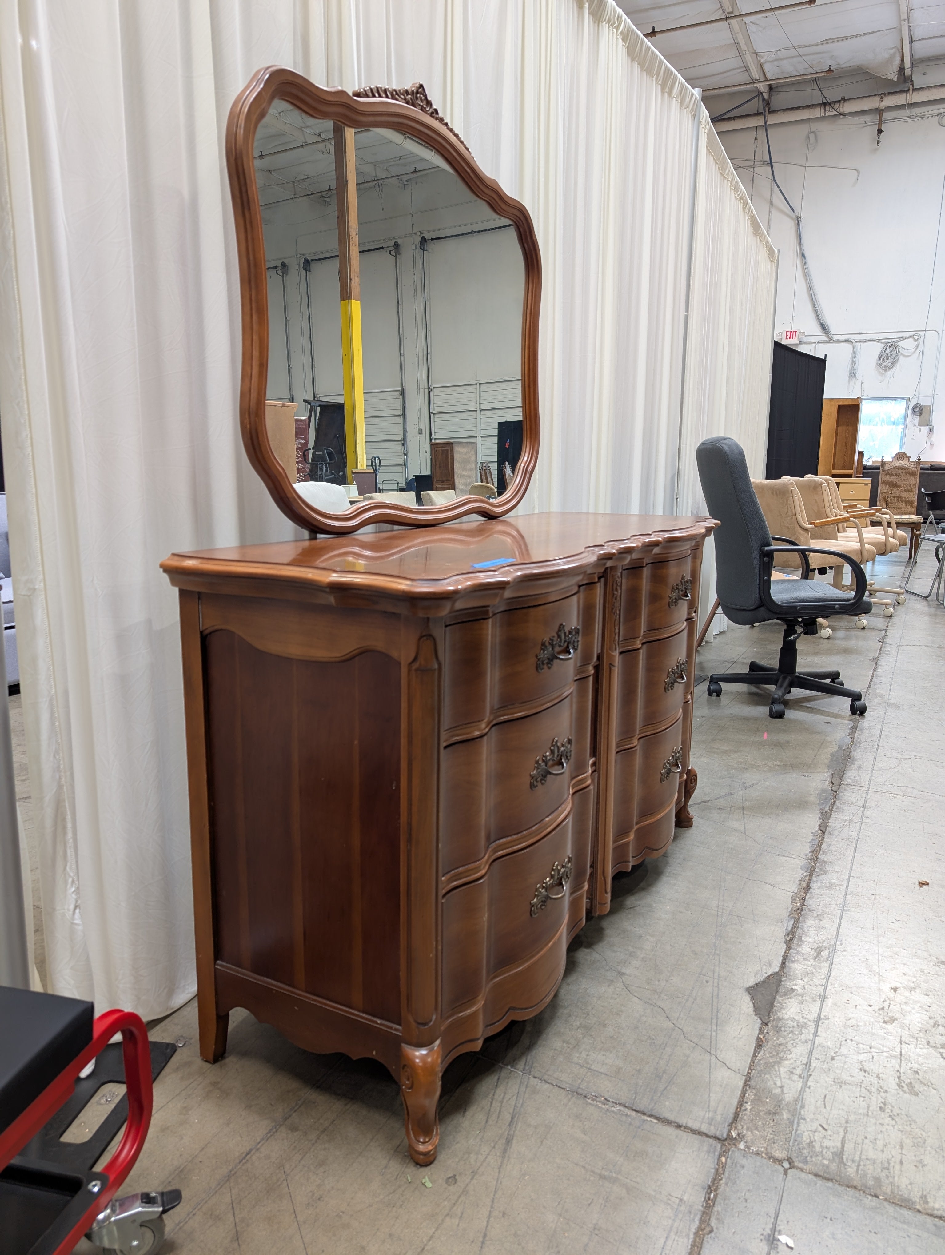 BASSETT French Provincial Wood Dresser with Matching Mirror