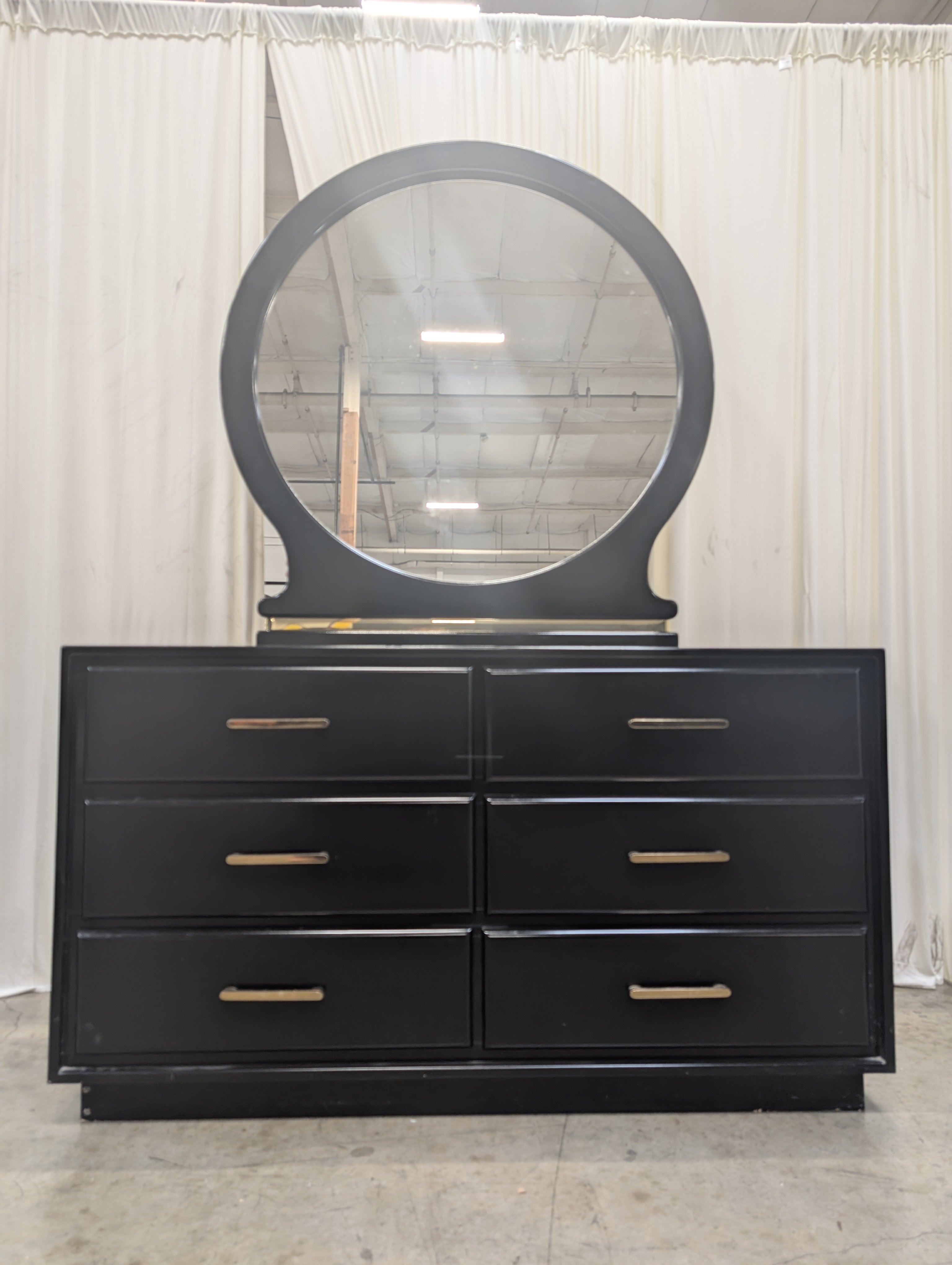 Contemporary Black Multi-Drawer Storage Cabinet with Gold Tone Pulls