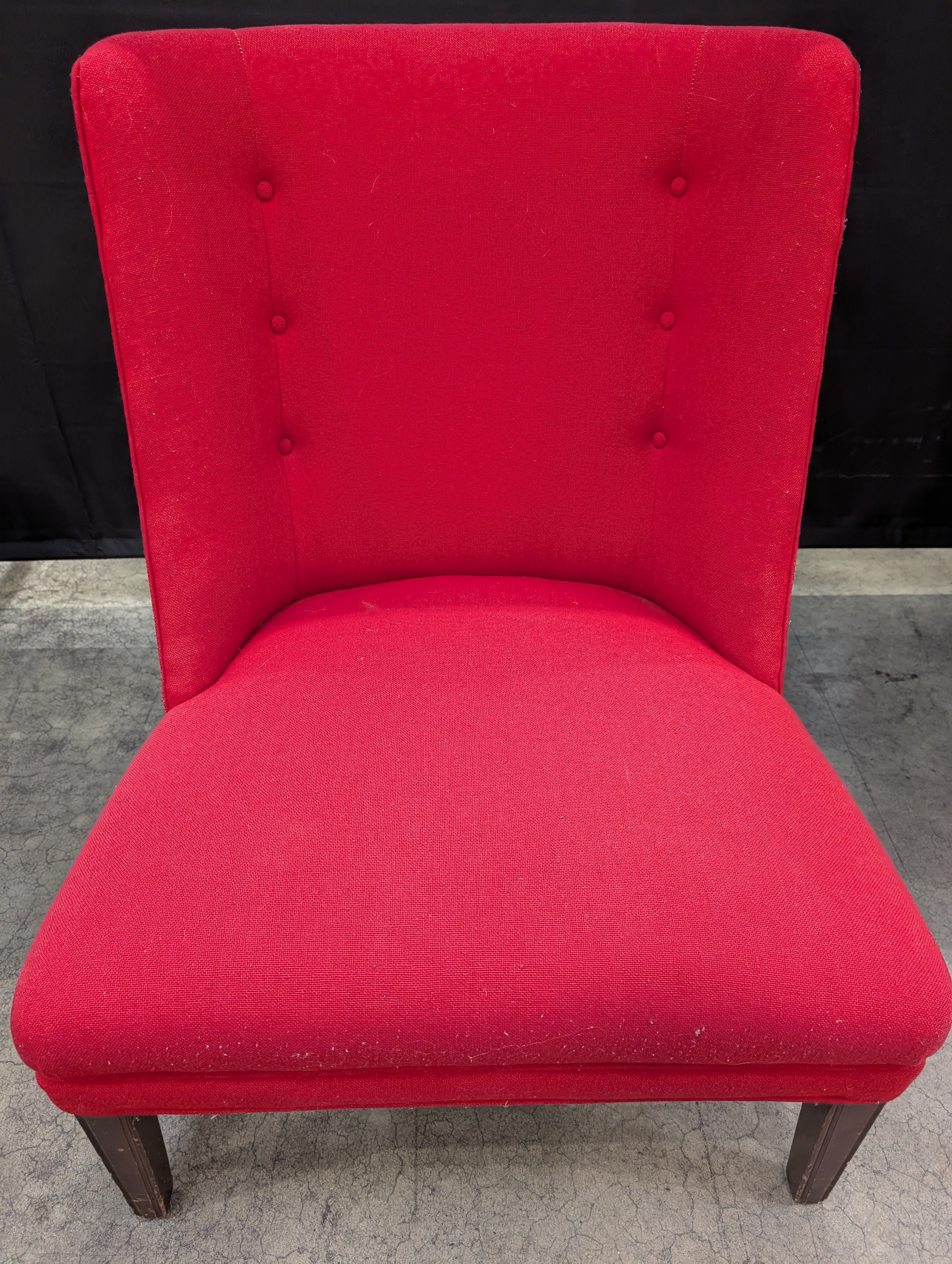 Vibrant Red Upholstered Accent Chair with Button Tufting