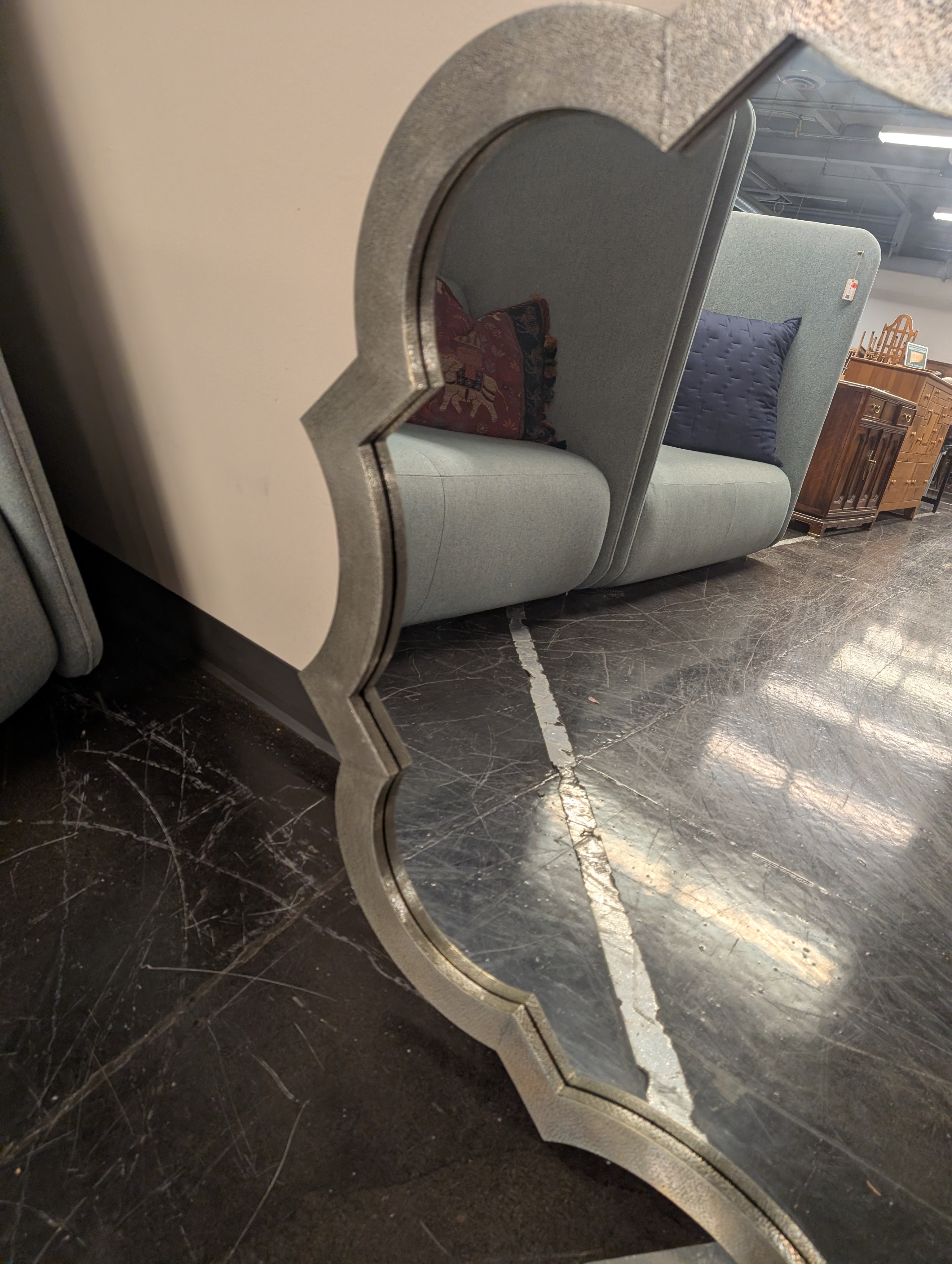 Decorative Scalloped Textured Silver Wall Mirror