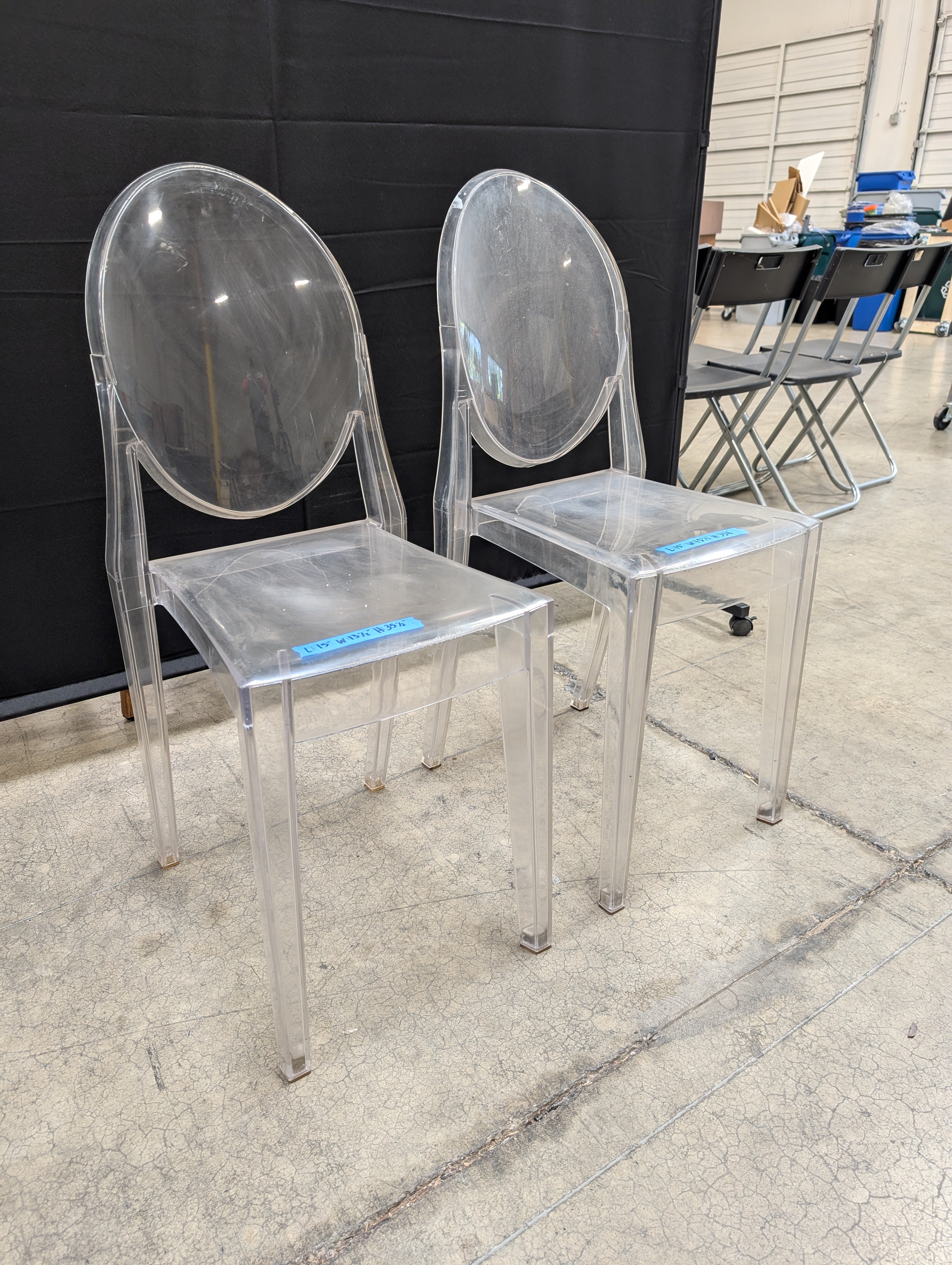 Pair of Clear Polycarbonate Oval-Back Dining Chair