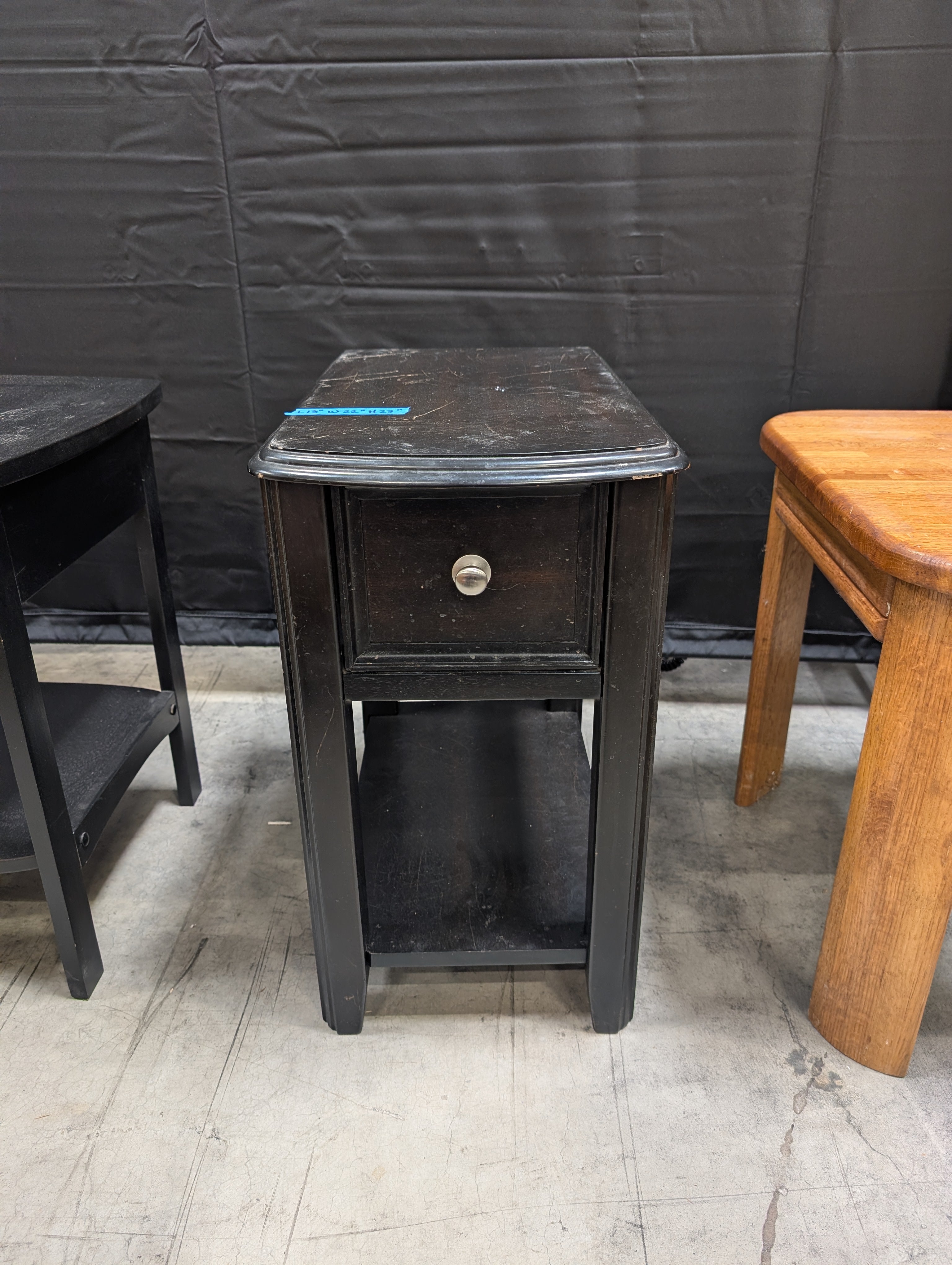 Compact Dark Brown Wood Nightstand with Drawer