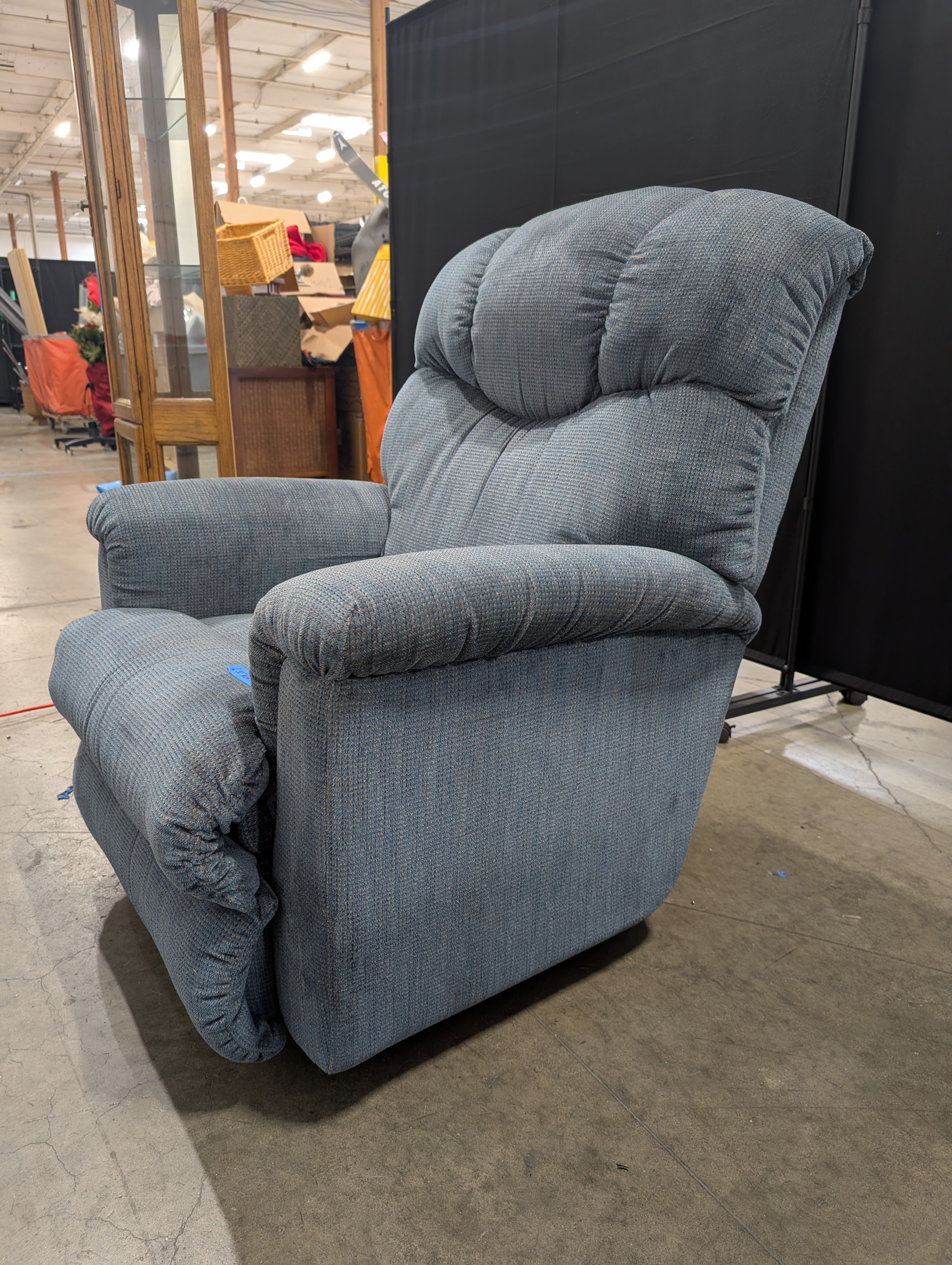Overstuffed LaZboy Slate Blue Swivel Recliner in Fabric