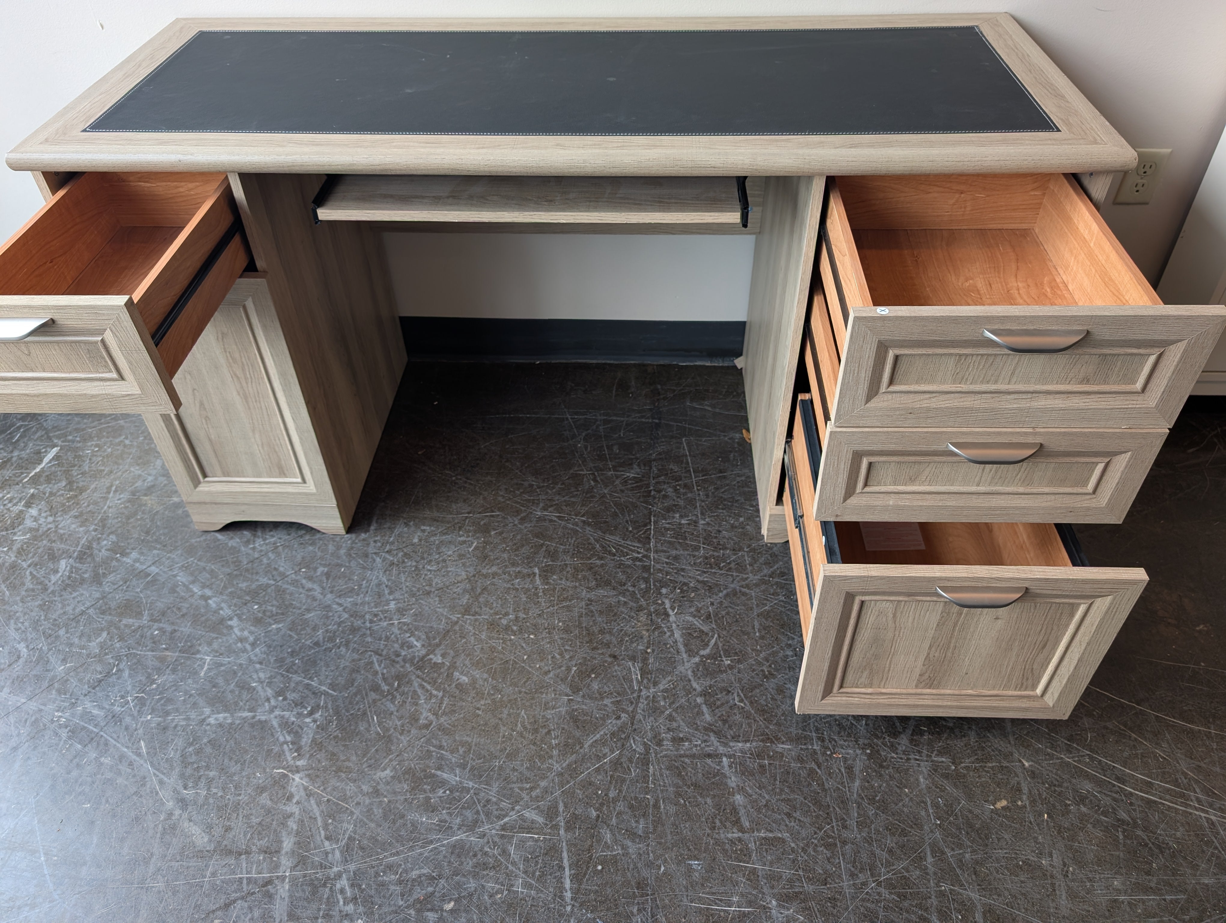 Rustic Wood Writing Desk with Dark Top