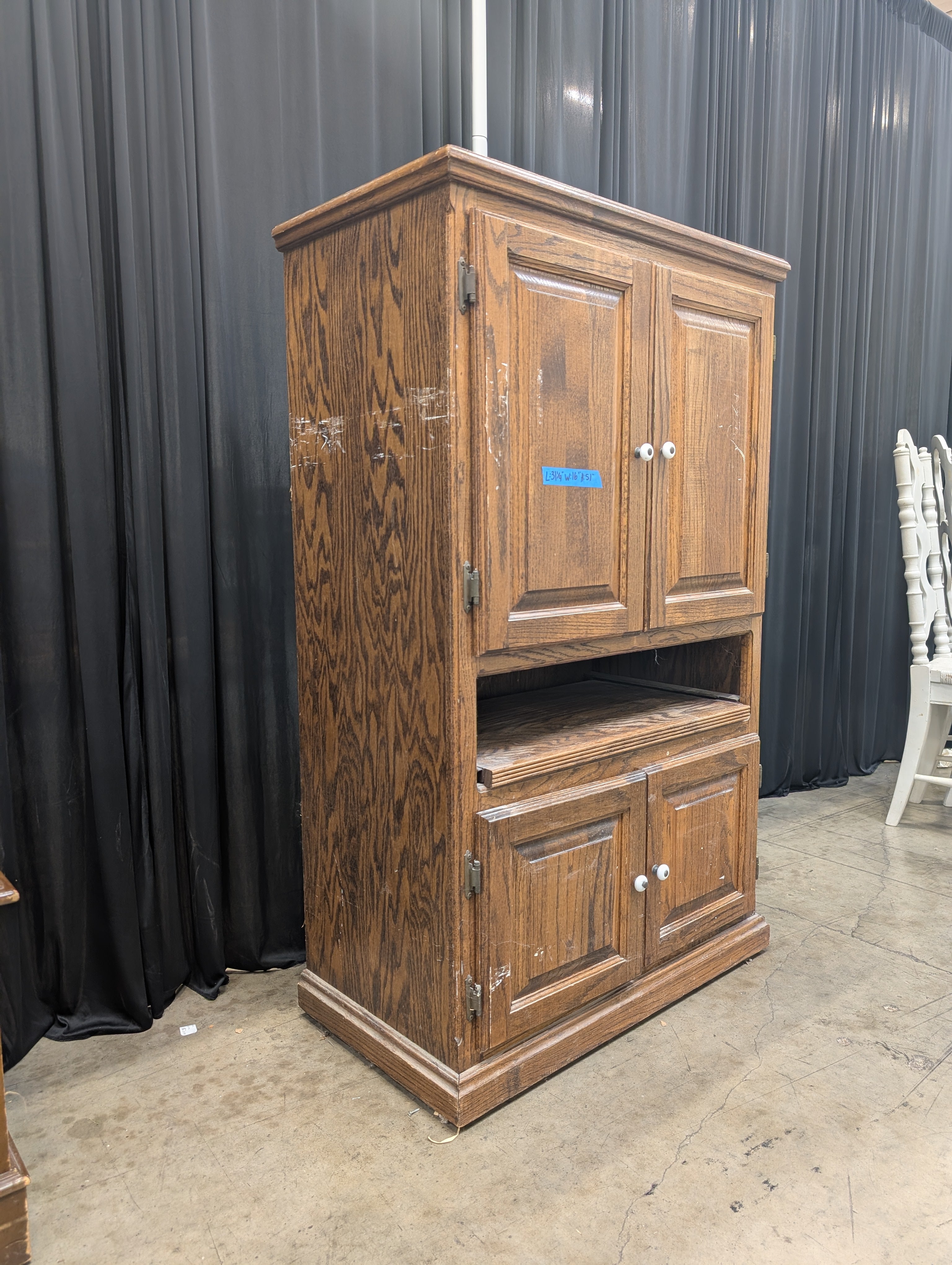 Traditional Oak Storage Armoire with Raised Panels