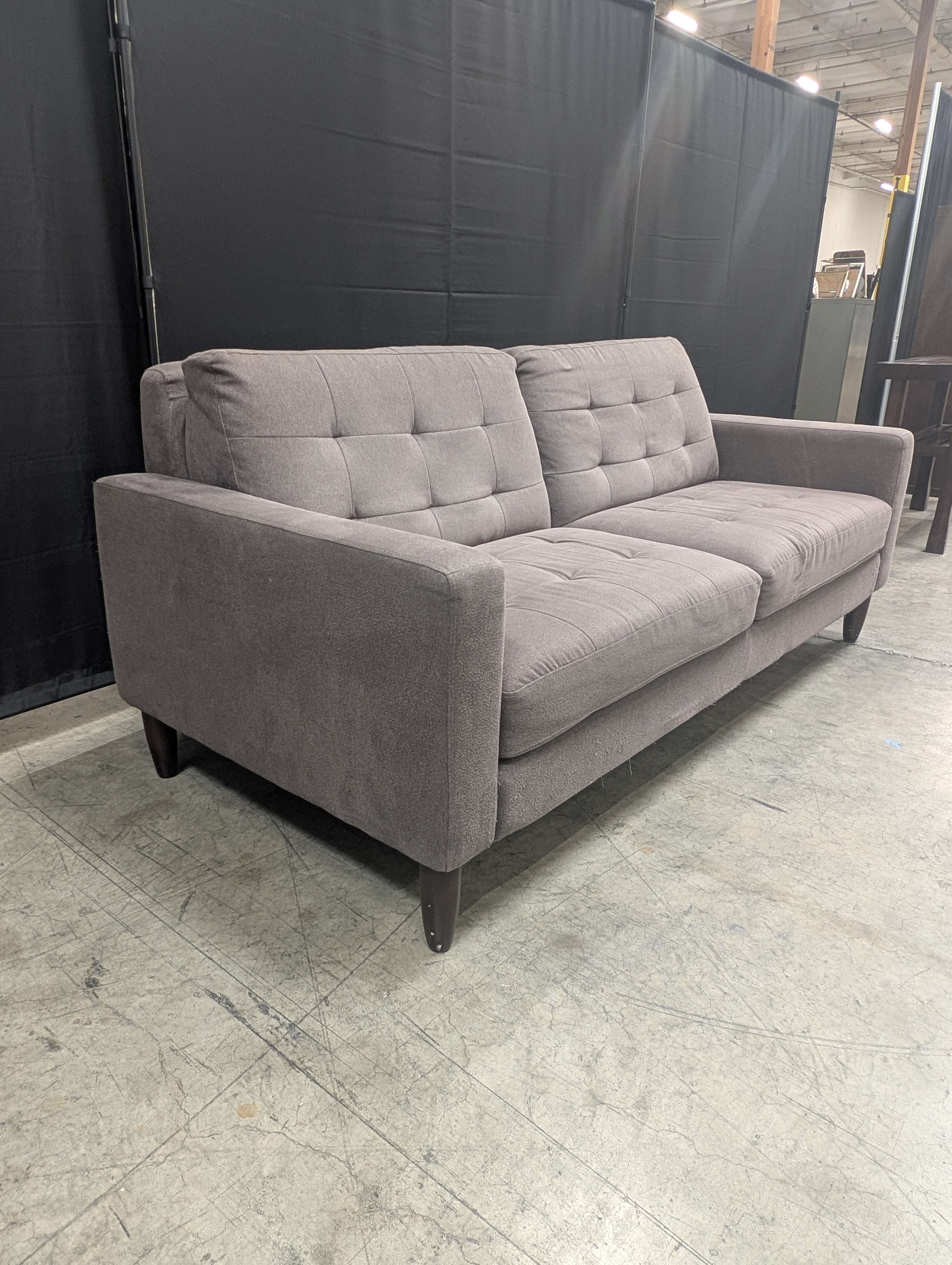 Grey Tufted Fabric Couch