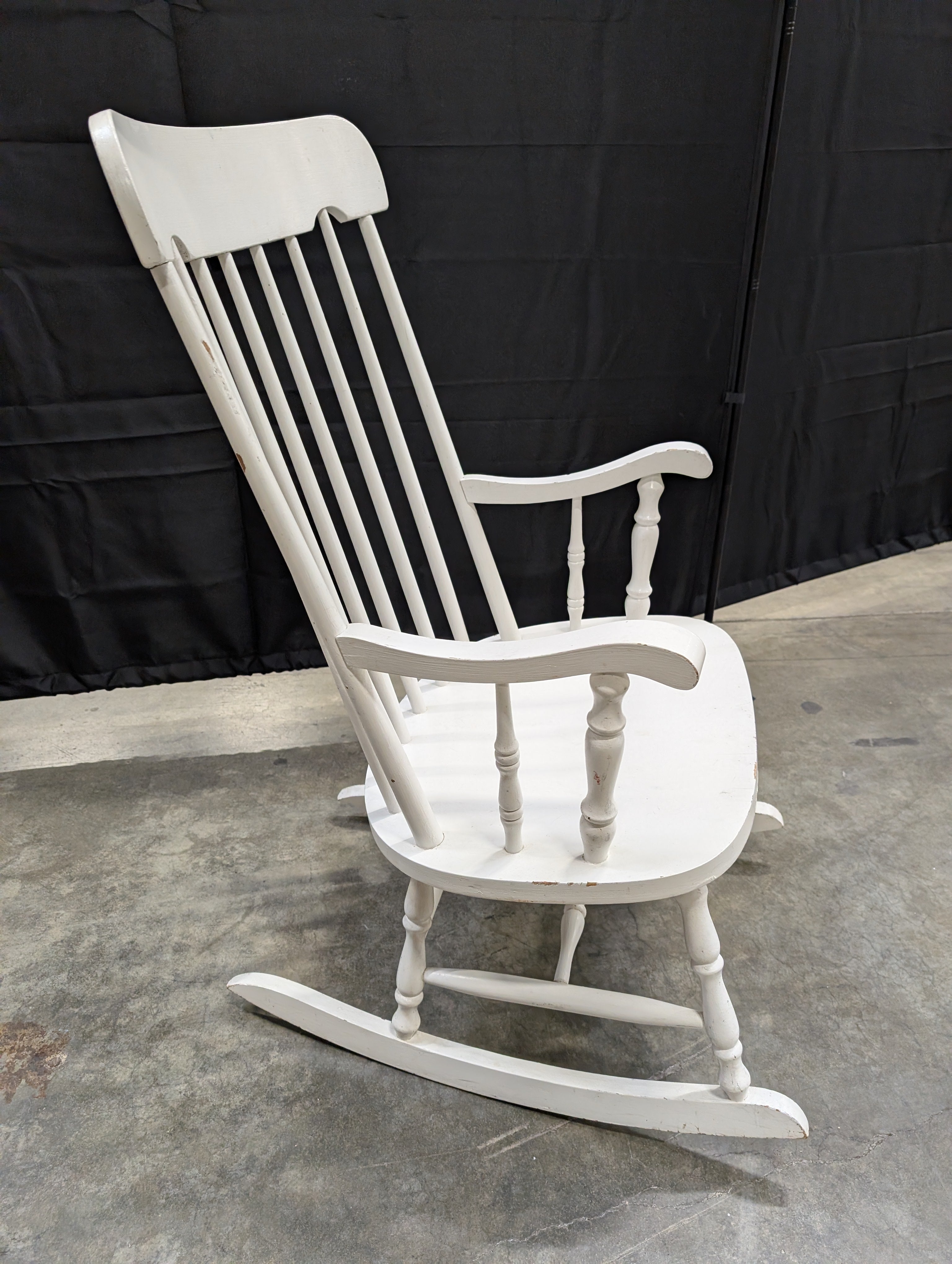Classic White Wood Spindle Back Rocking Chair
