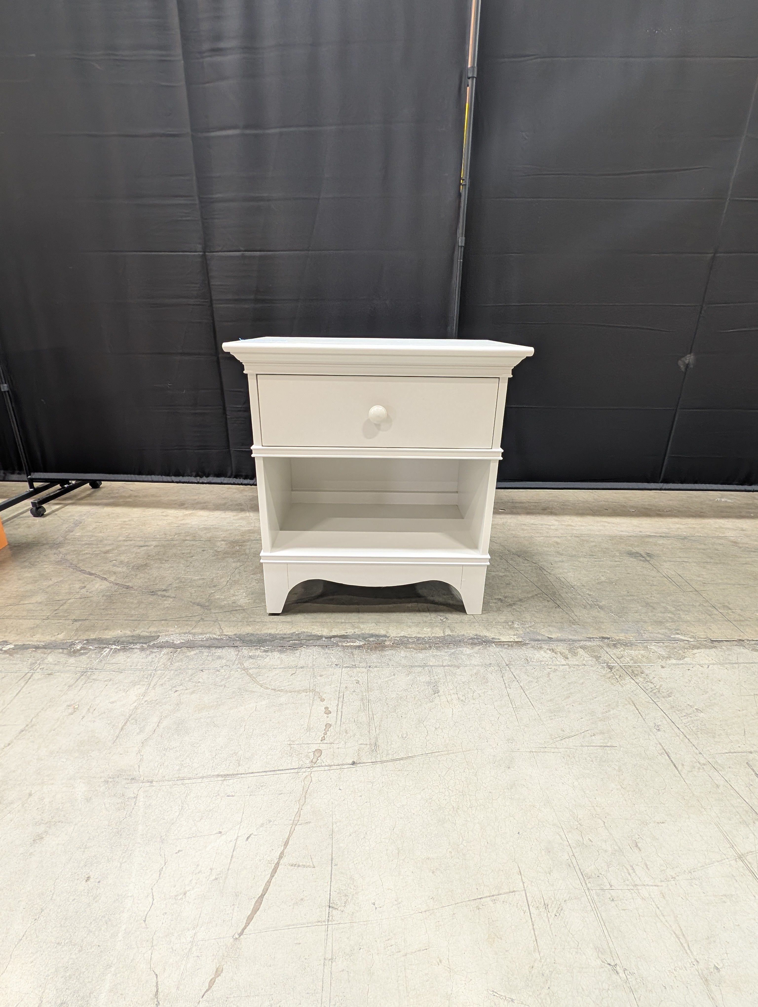Classic White Bedside Table with Drawer and Open Shelf