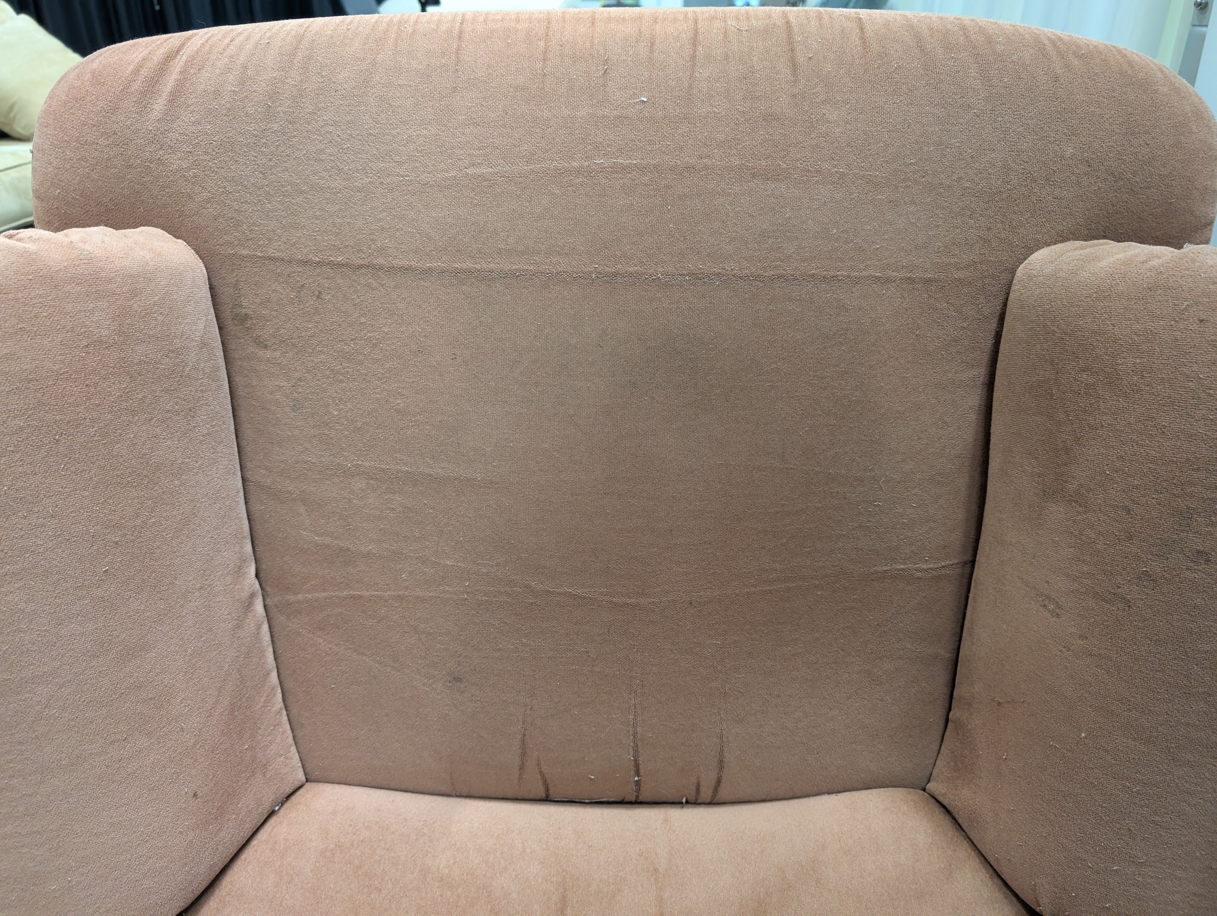 Muted Peach Plush Fabric Recliner