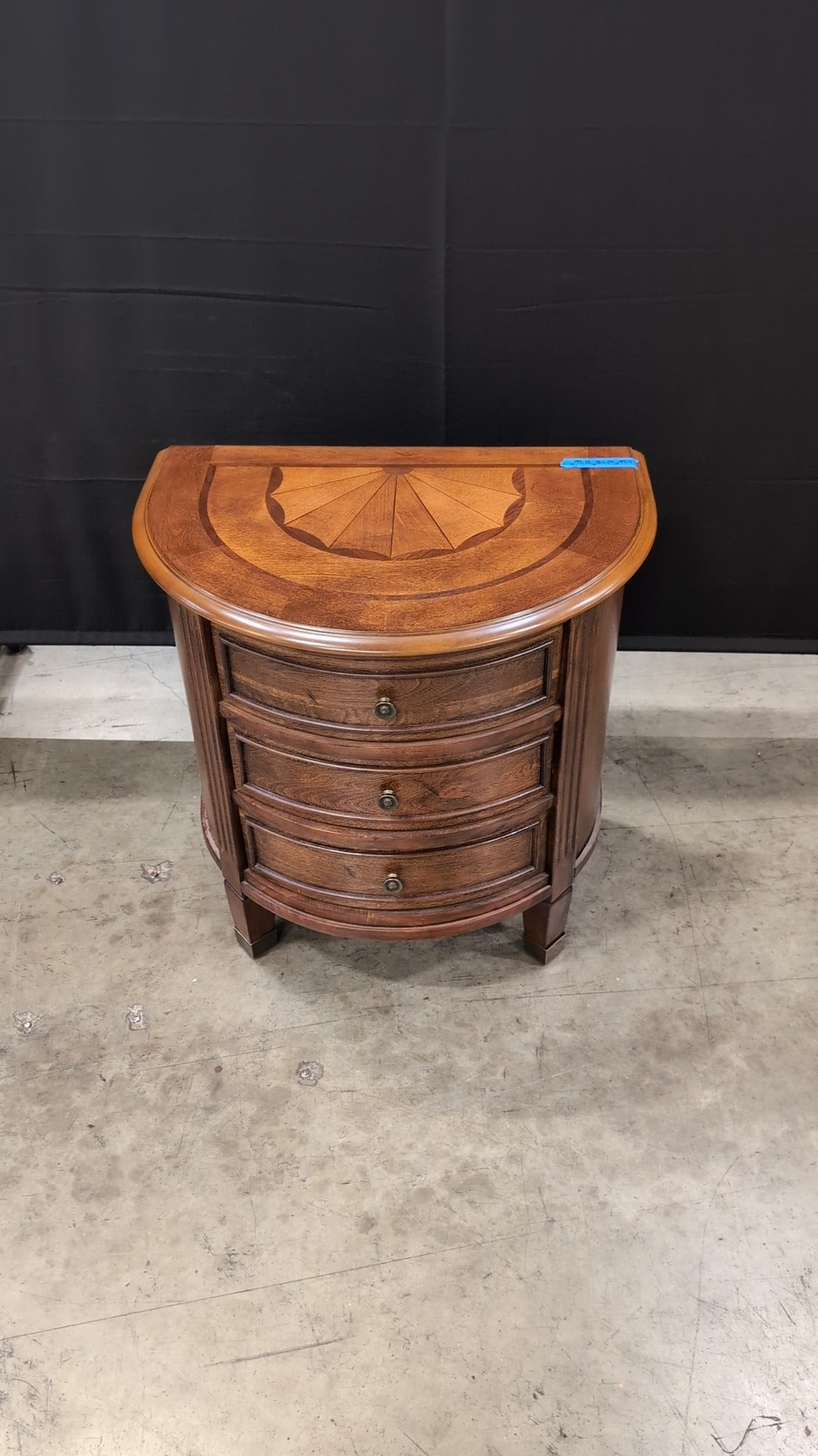 Demi-Lune Wood Accent Chest with Inlay Top