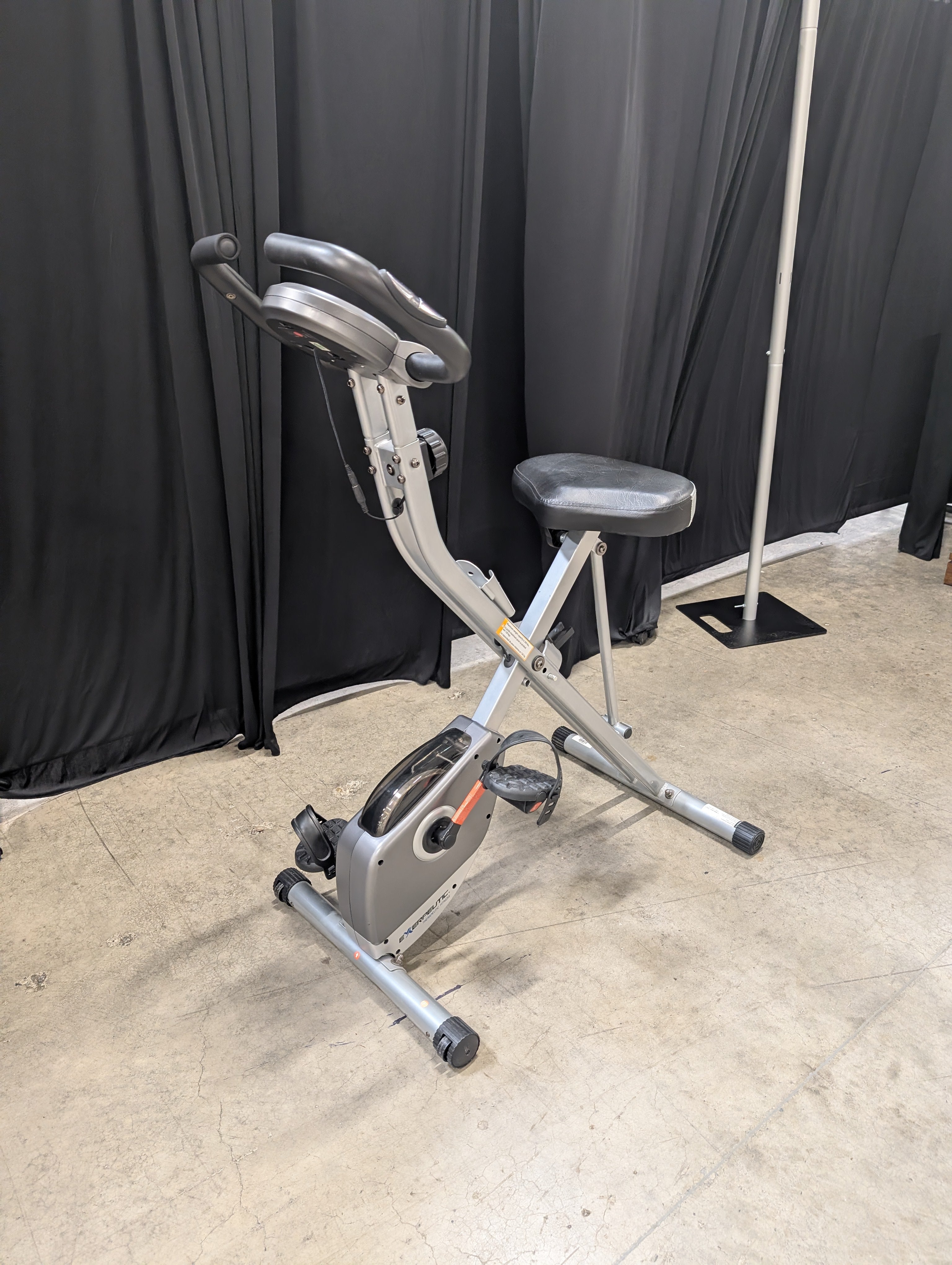 Compact Gray Folding Stationary Bicycle
