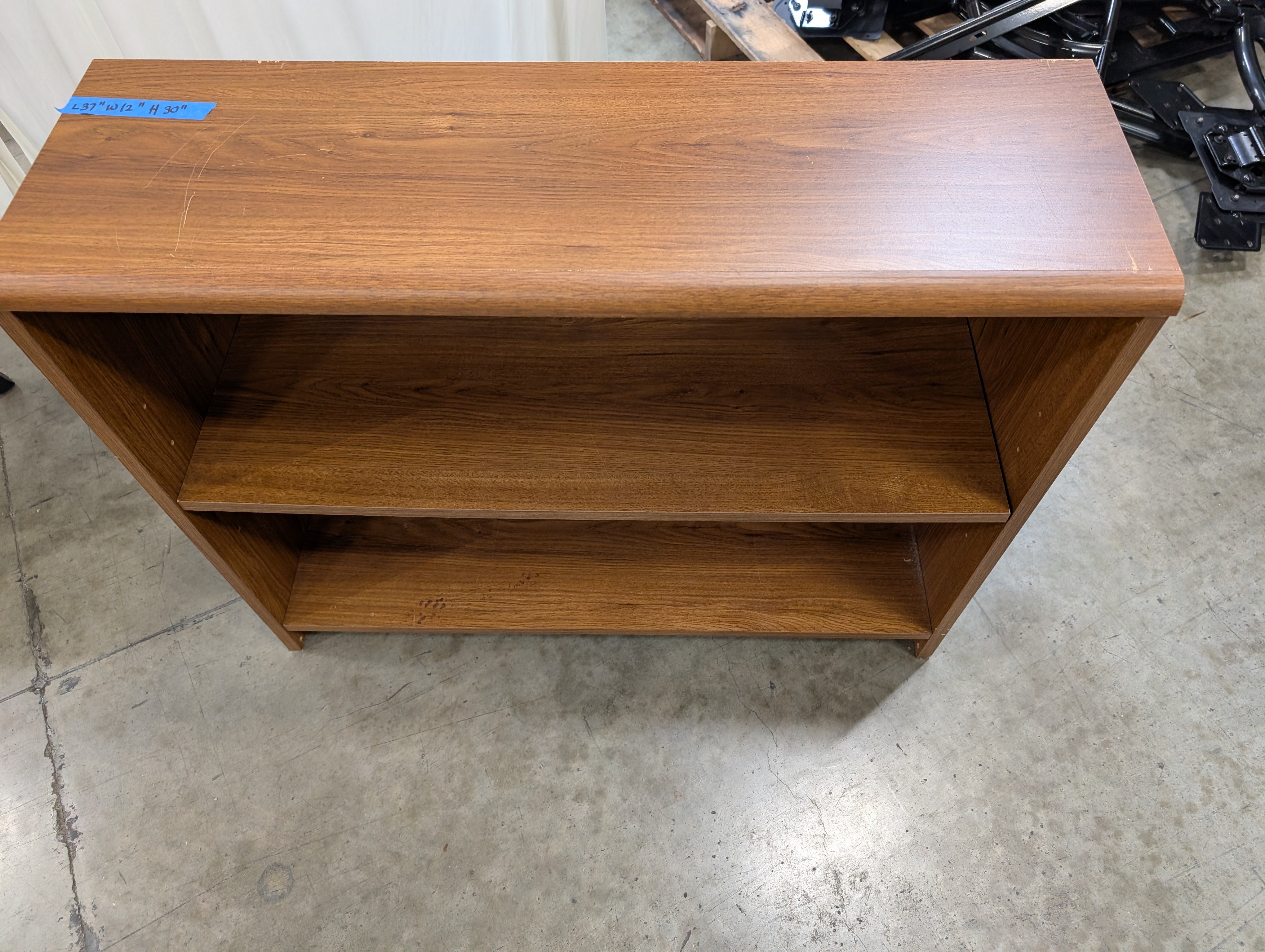 Compact Two-Shelf Wood-Toned Bookcase
