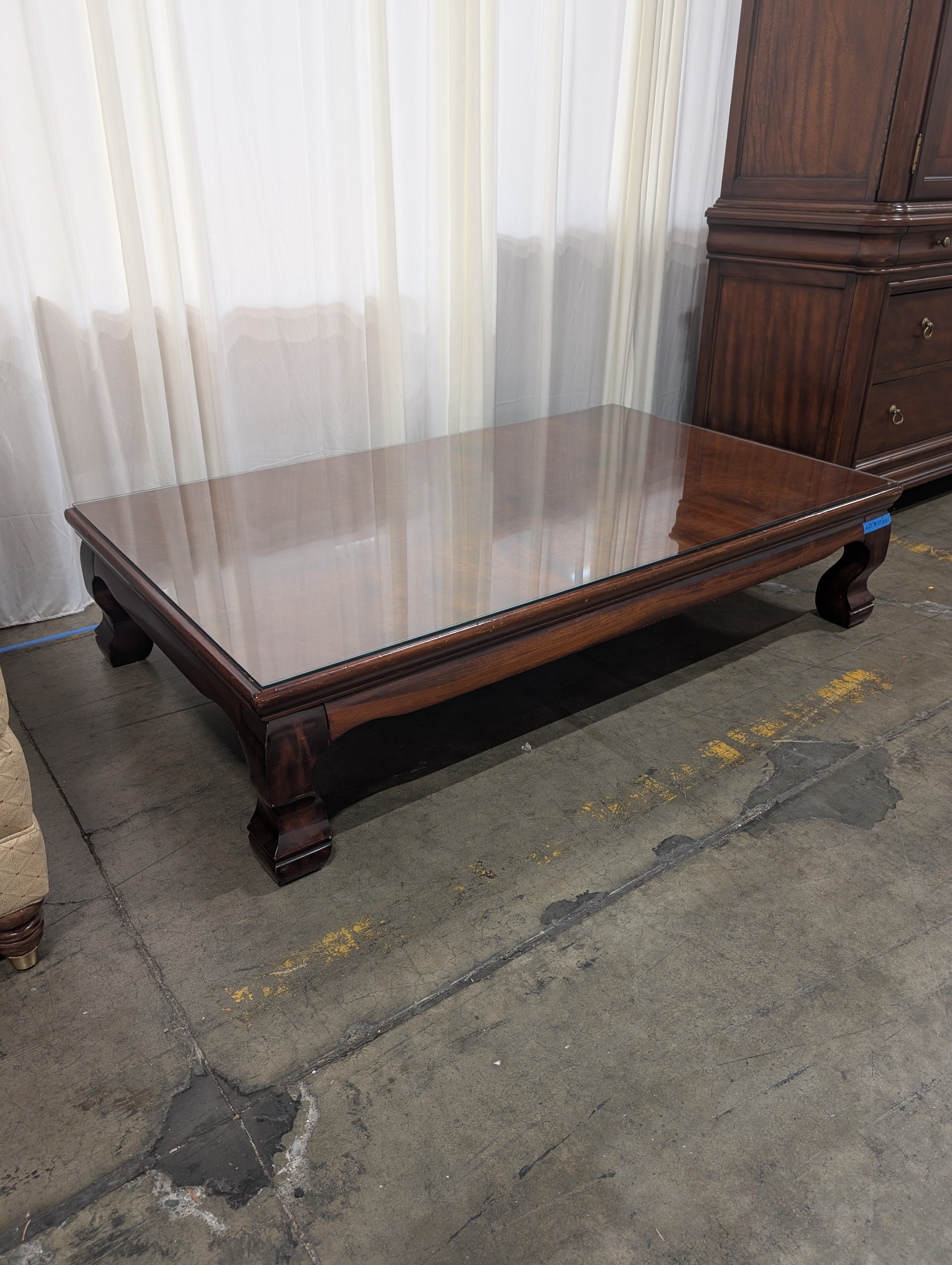 Maroc Dark Wood Coffee Table with Glass Top