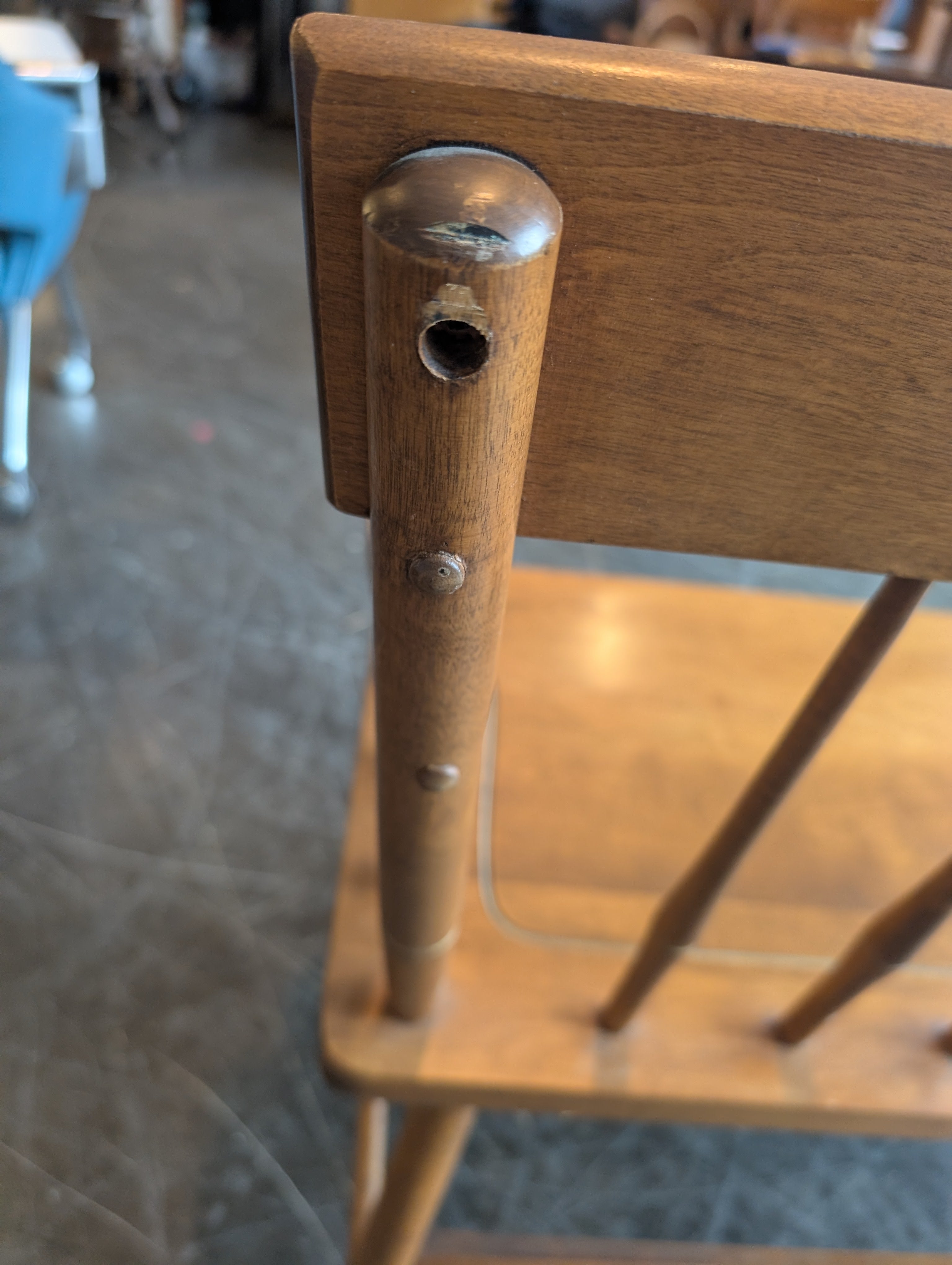 S. Bent & Bros. Colonial Spindle Back Wood Settee with Floral Stencil