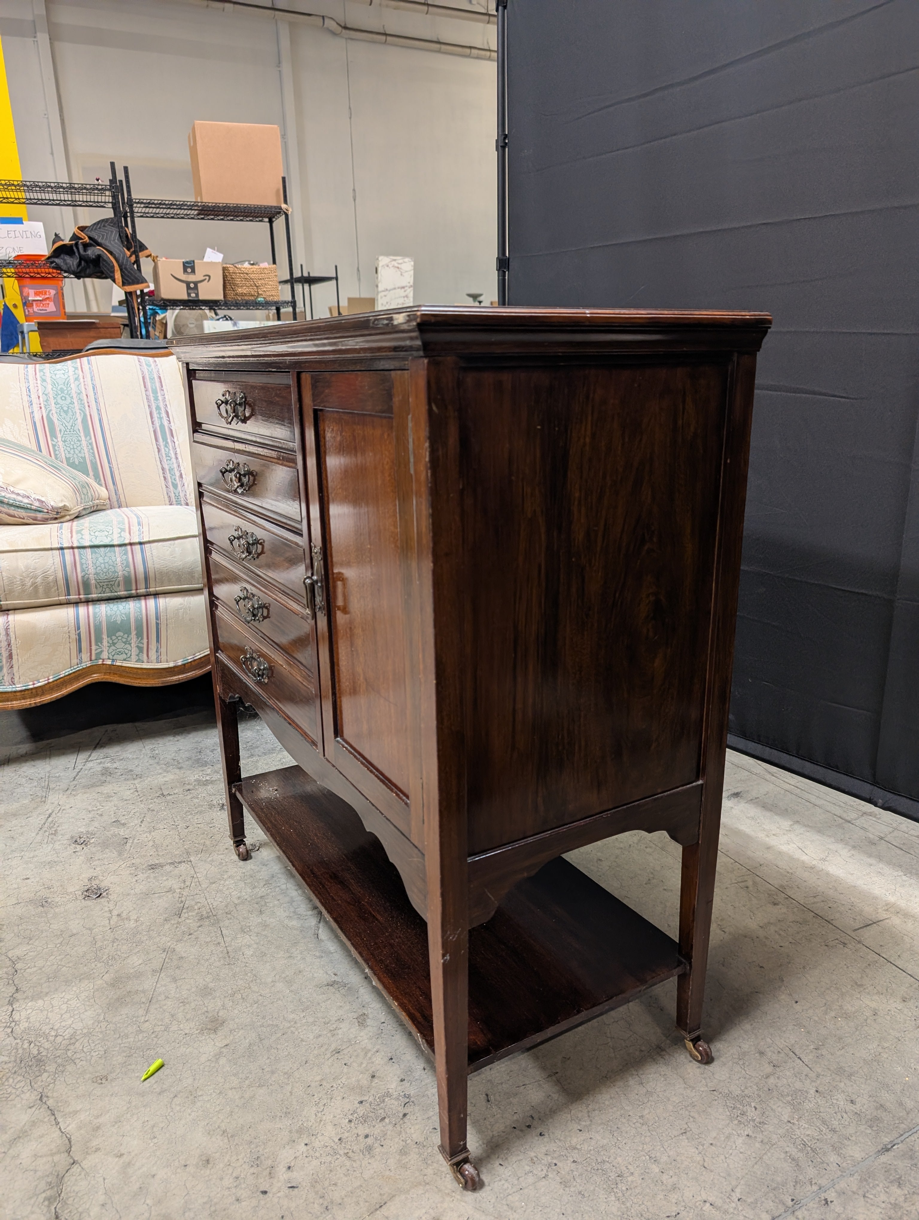 Vintage Dark Wood Edwardian music cabinet