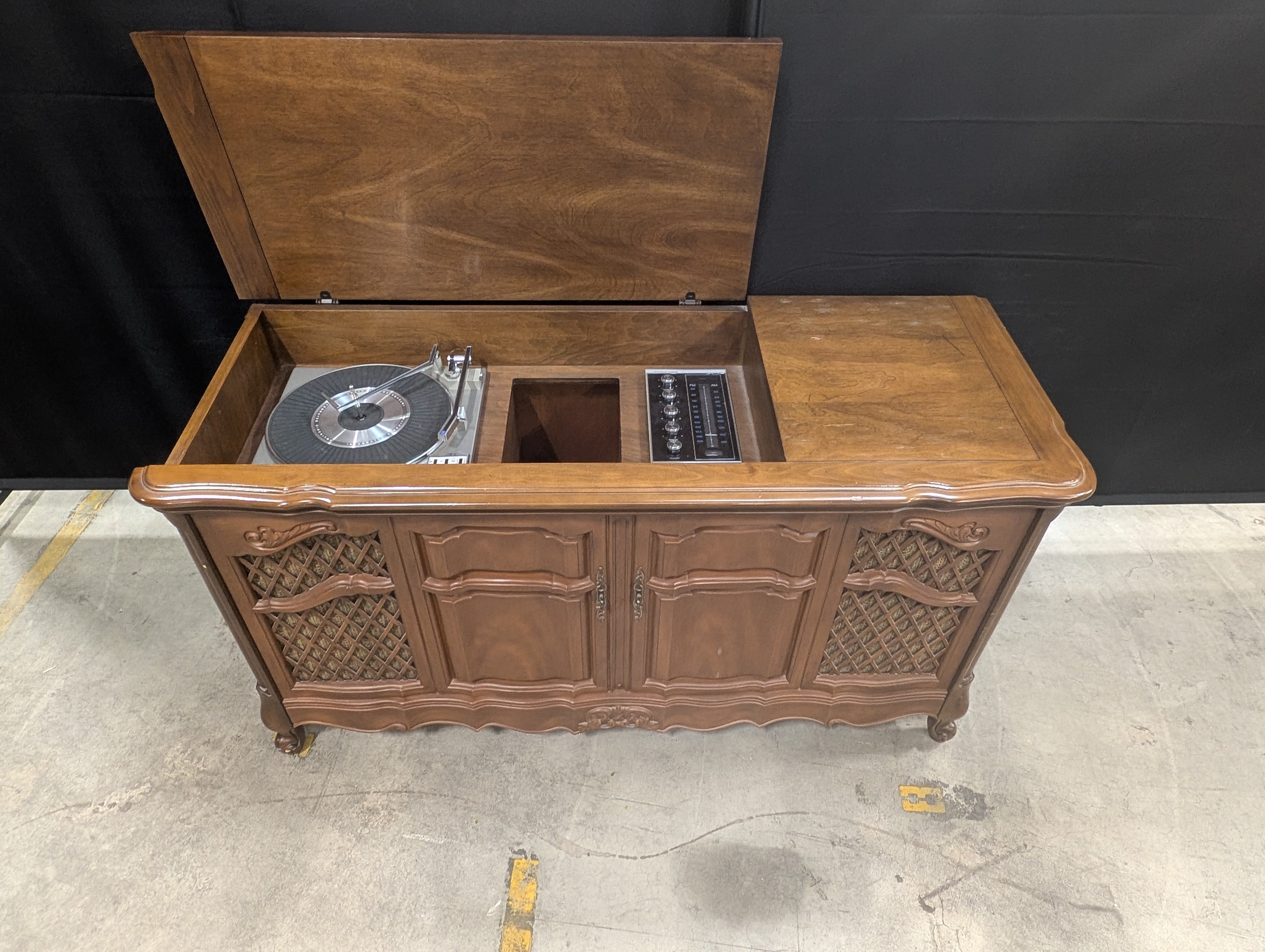Vintage French Provincial Style Wood Console Cabinet