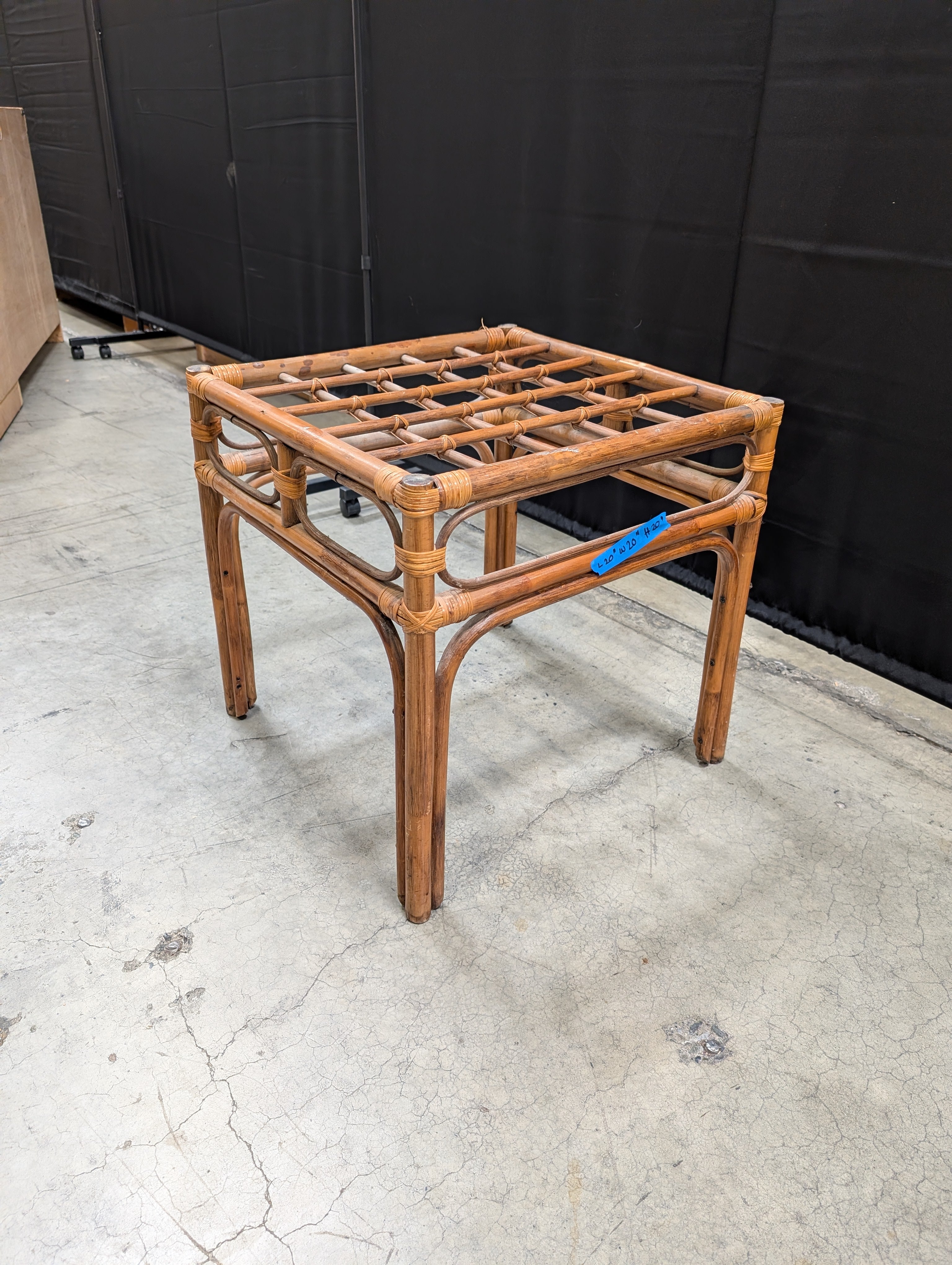 Square Rattan and Bamboo Side Table