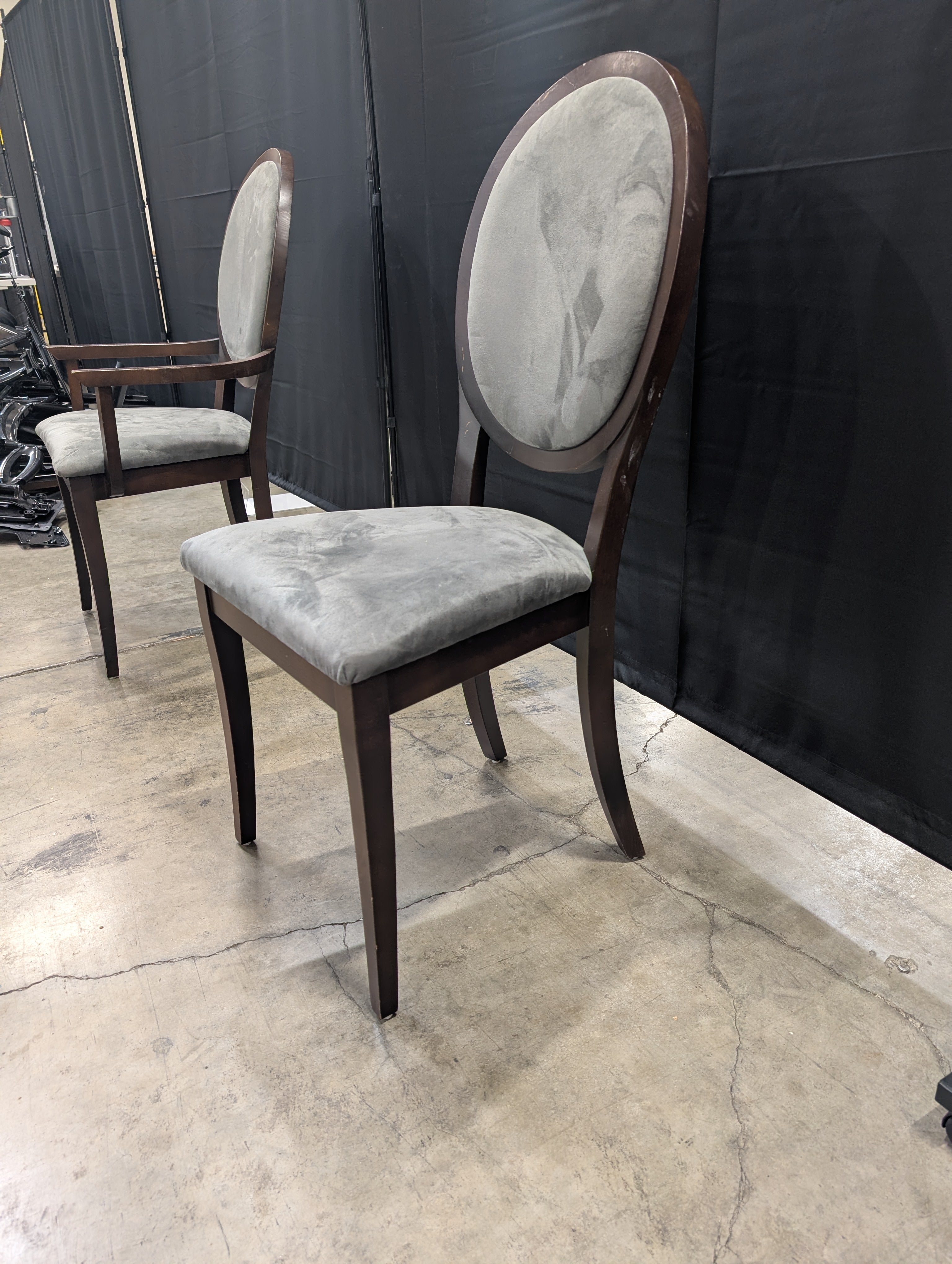 DINEC INC. Upholstered Dining Chair with Oval Back and Walnut Finish