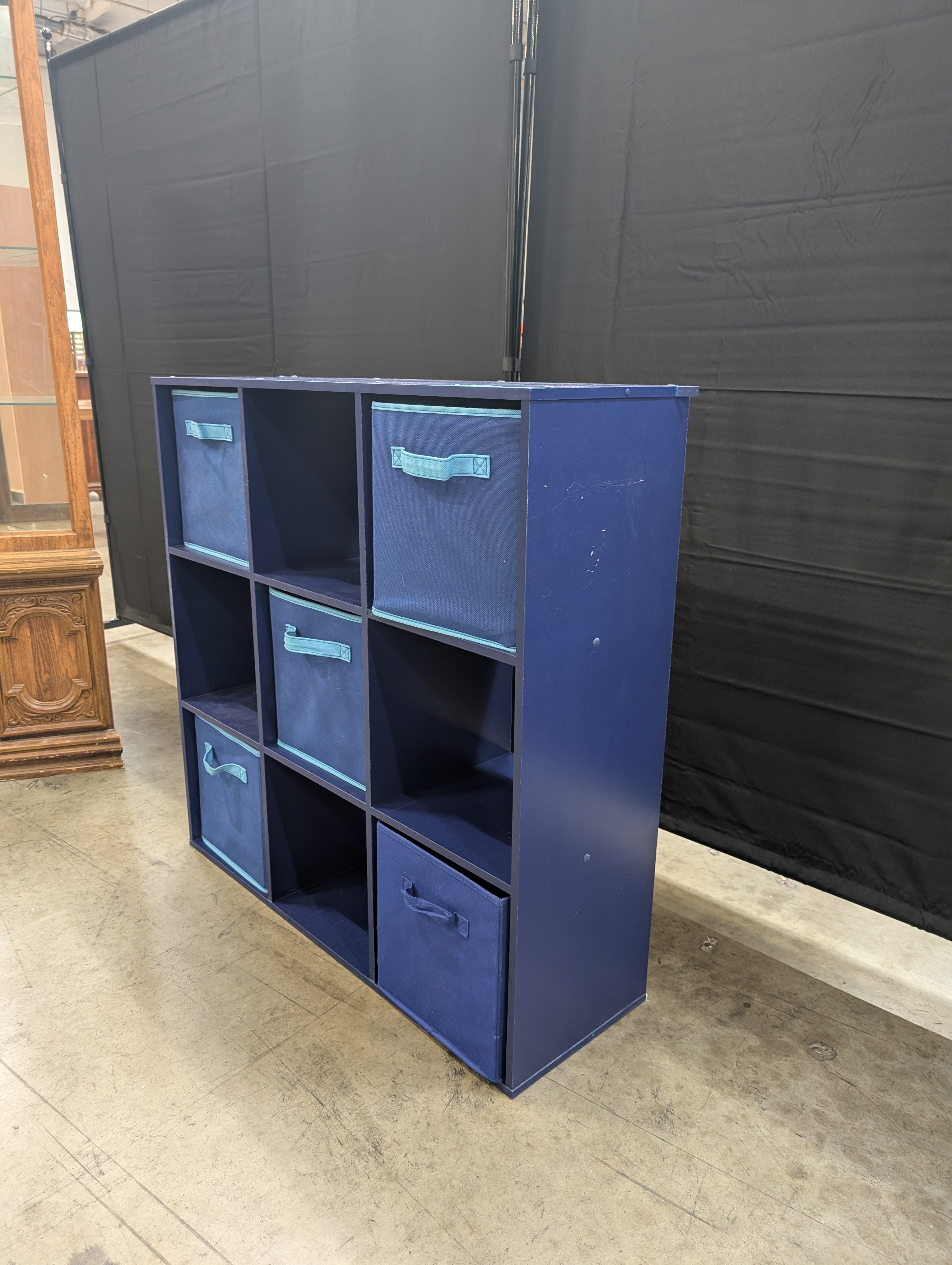 Versatile Blue 6-Cube Storage Organizer with Fabric Bins