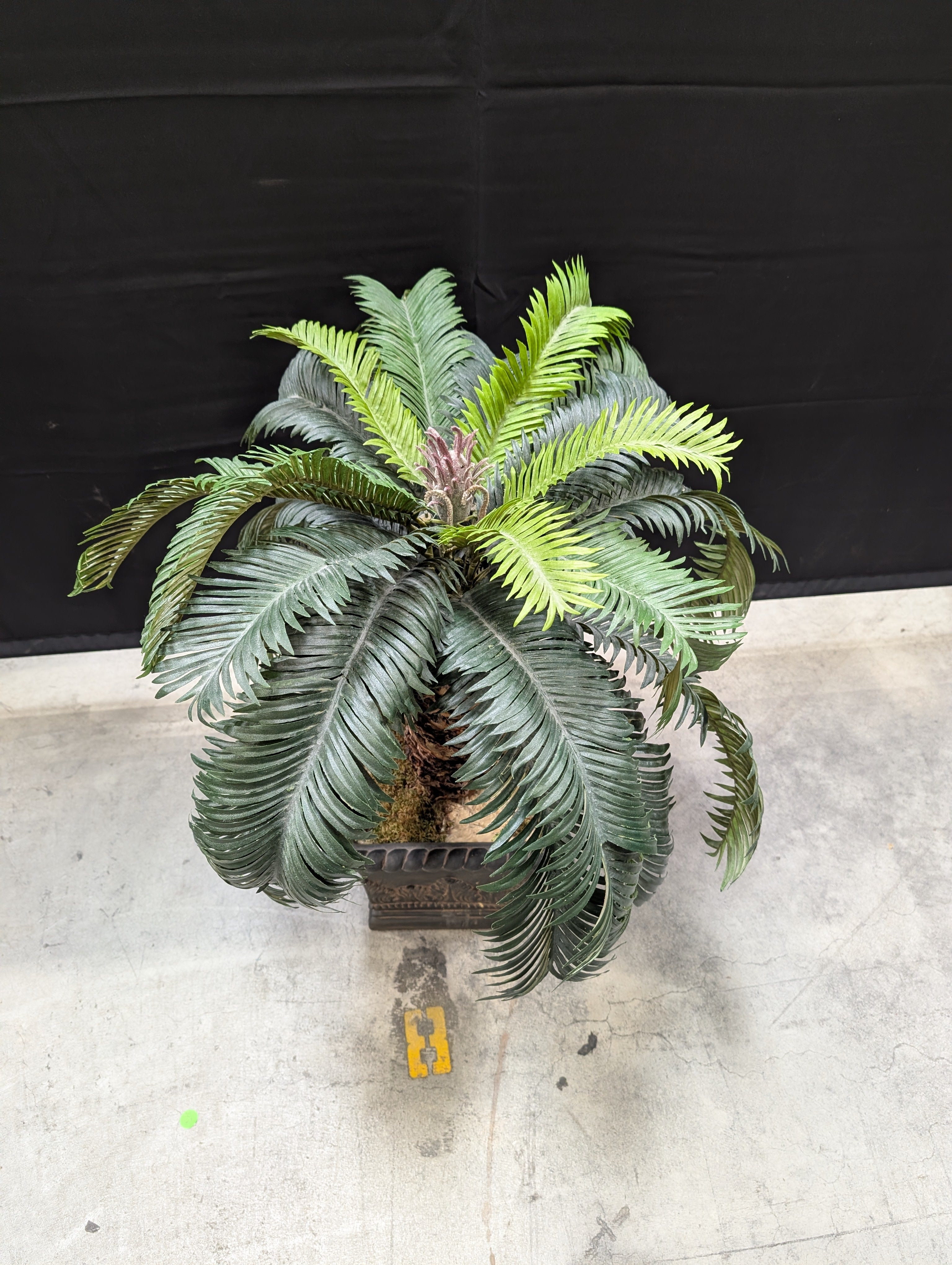 Lifelike Faux Palm Tree in Ornate Decorative Planter