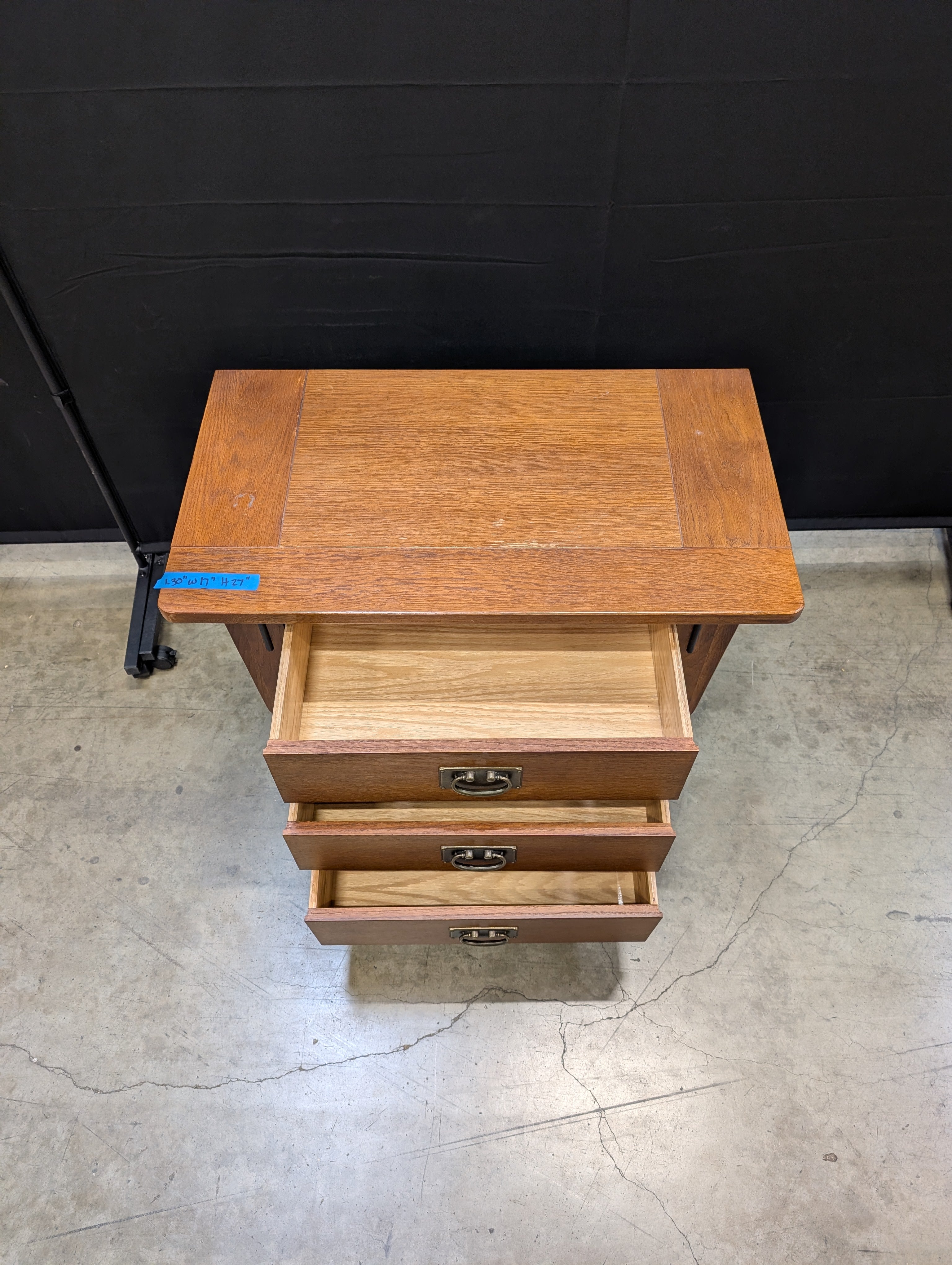 Mission Style Hardwood 3-Drawer Nightstand Side Table