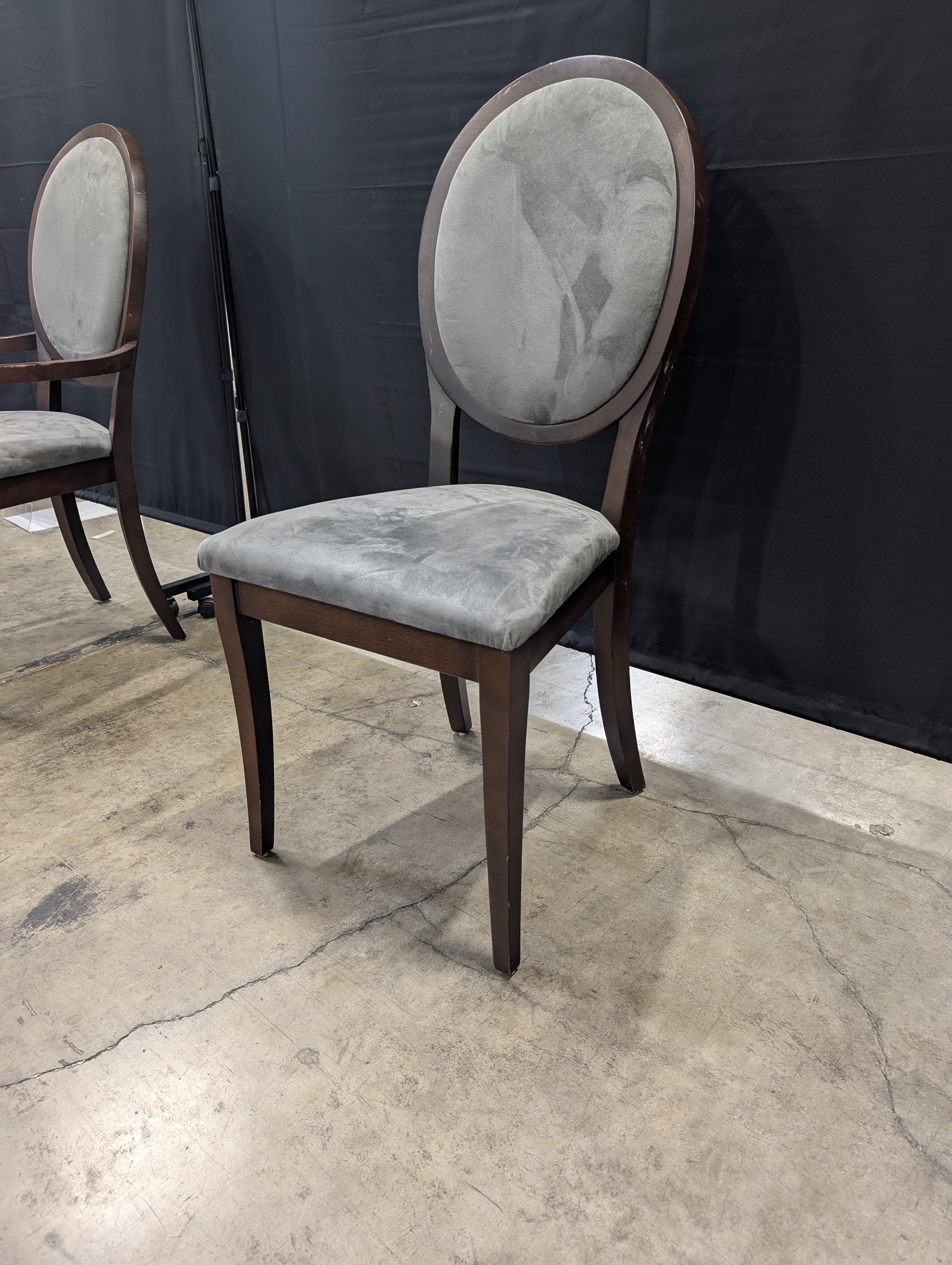 DINEC INC. Upholstered Dining Chair with Oval Back and Walnut Finish