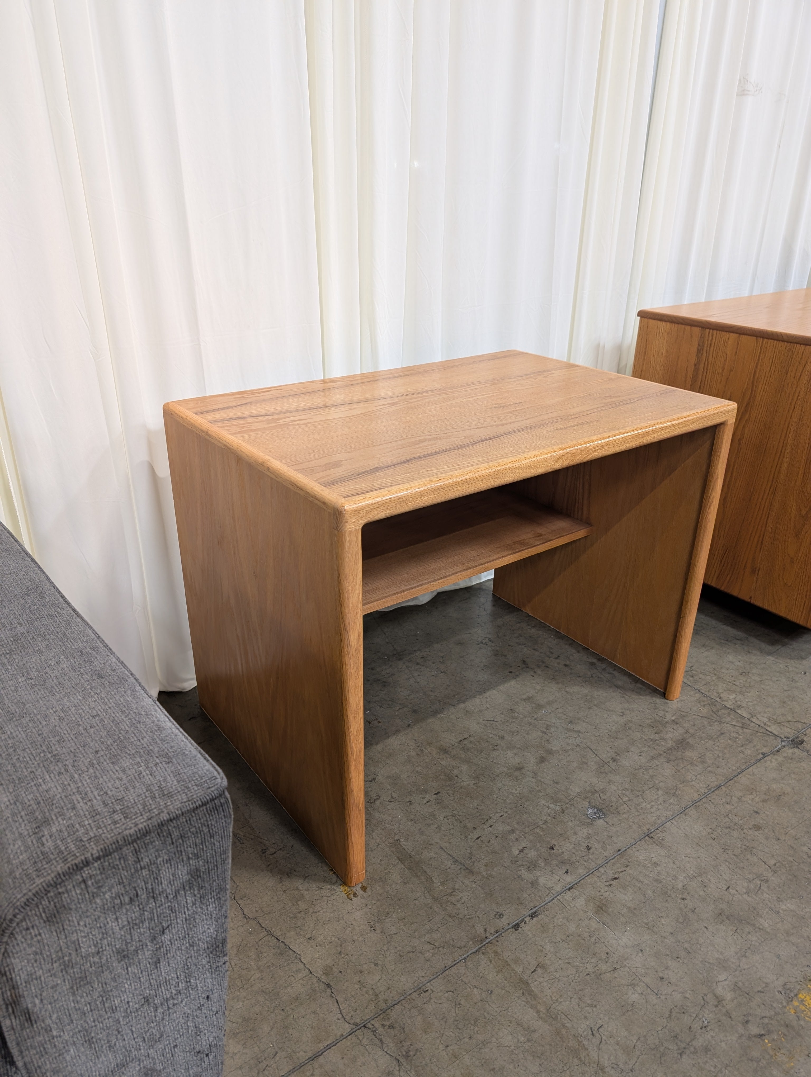Natural Wood Desk with Storage Shelf