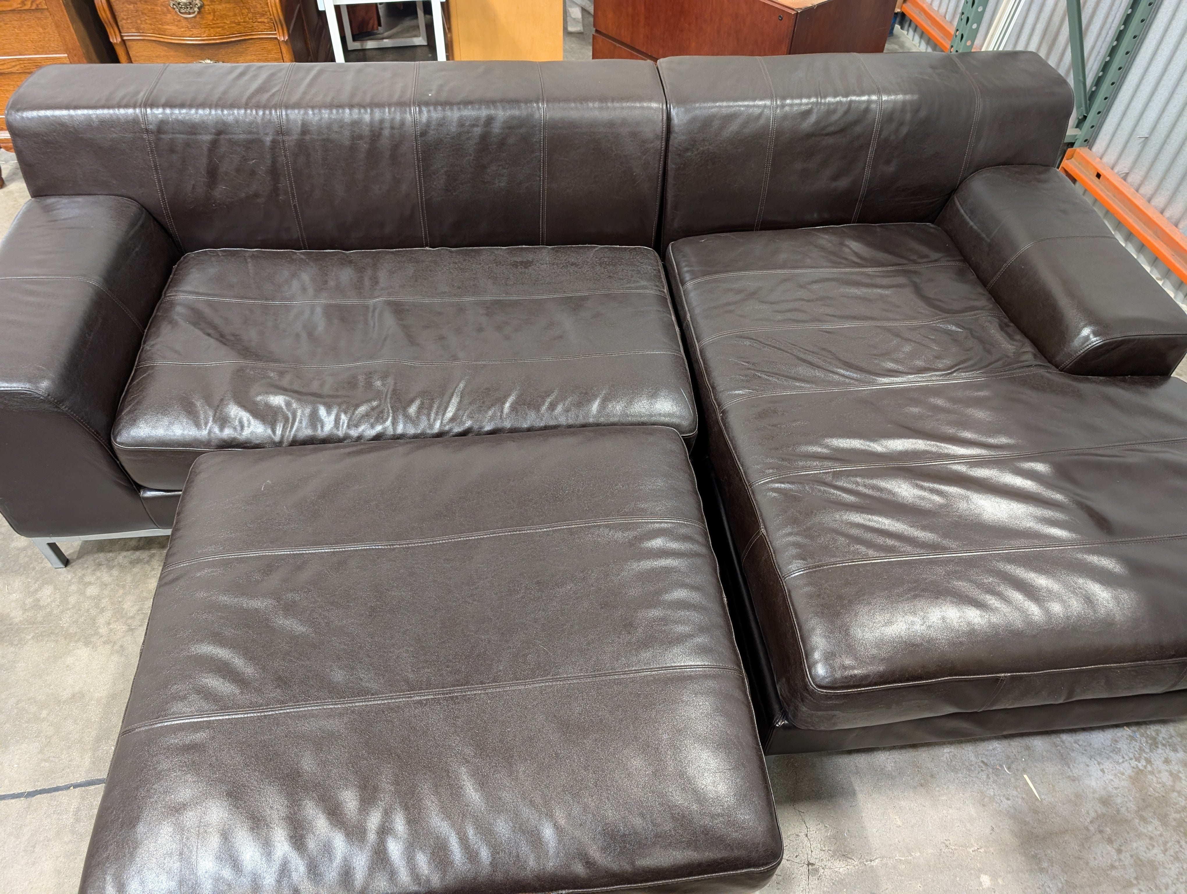 Contemporary Dark Upholstered Sofa Bench with Angled Back