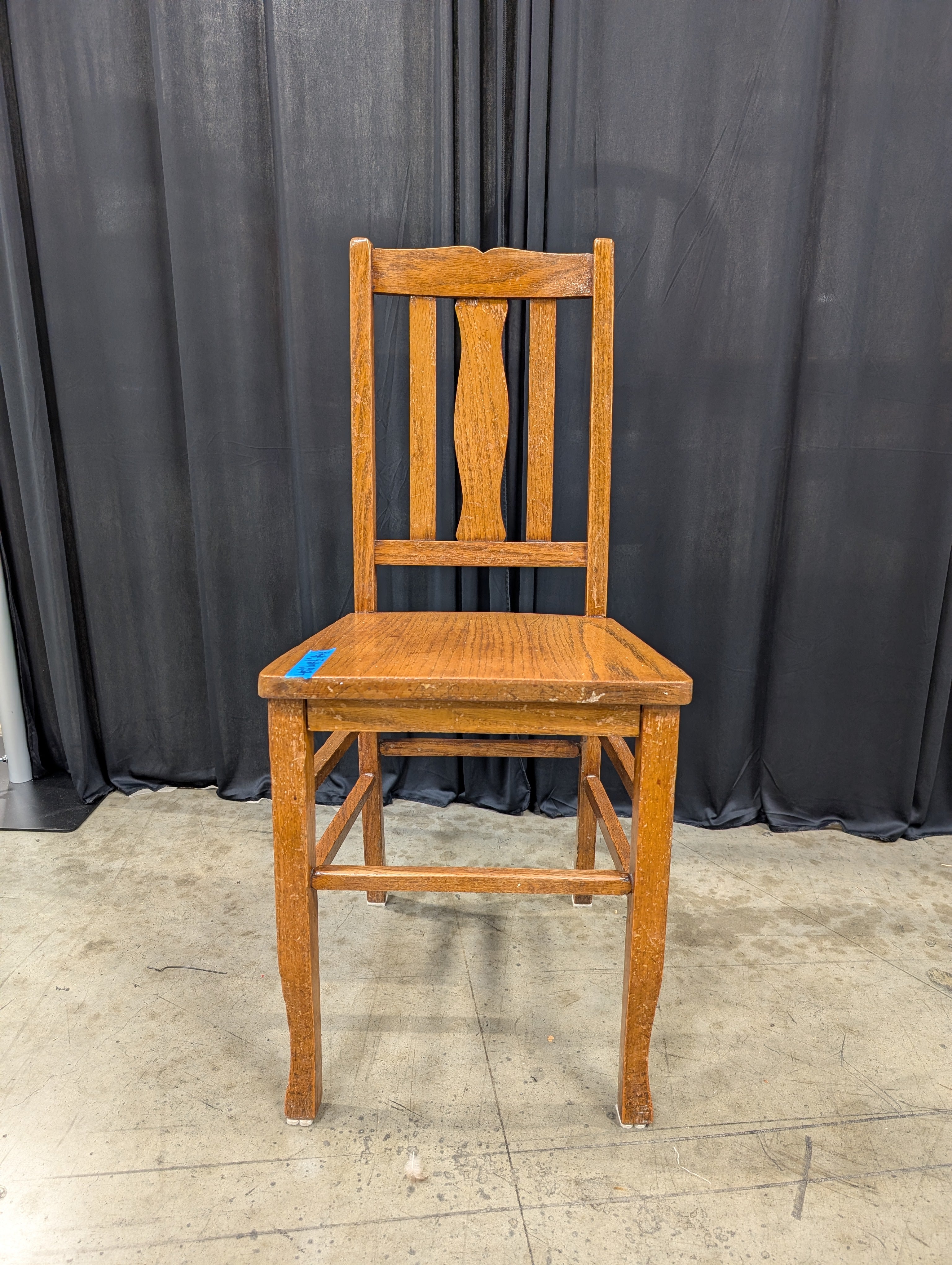 Vintage Style Brown Wood Side Chair with Carved Backrest