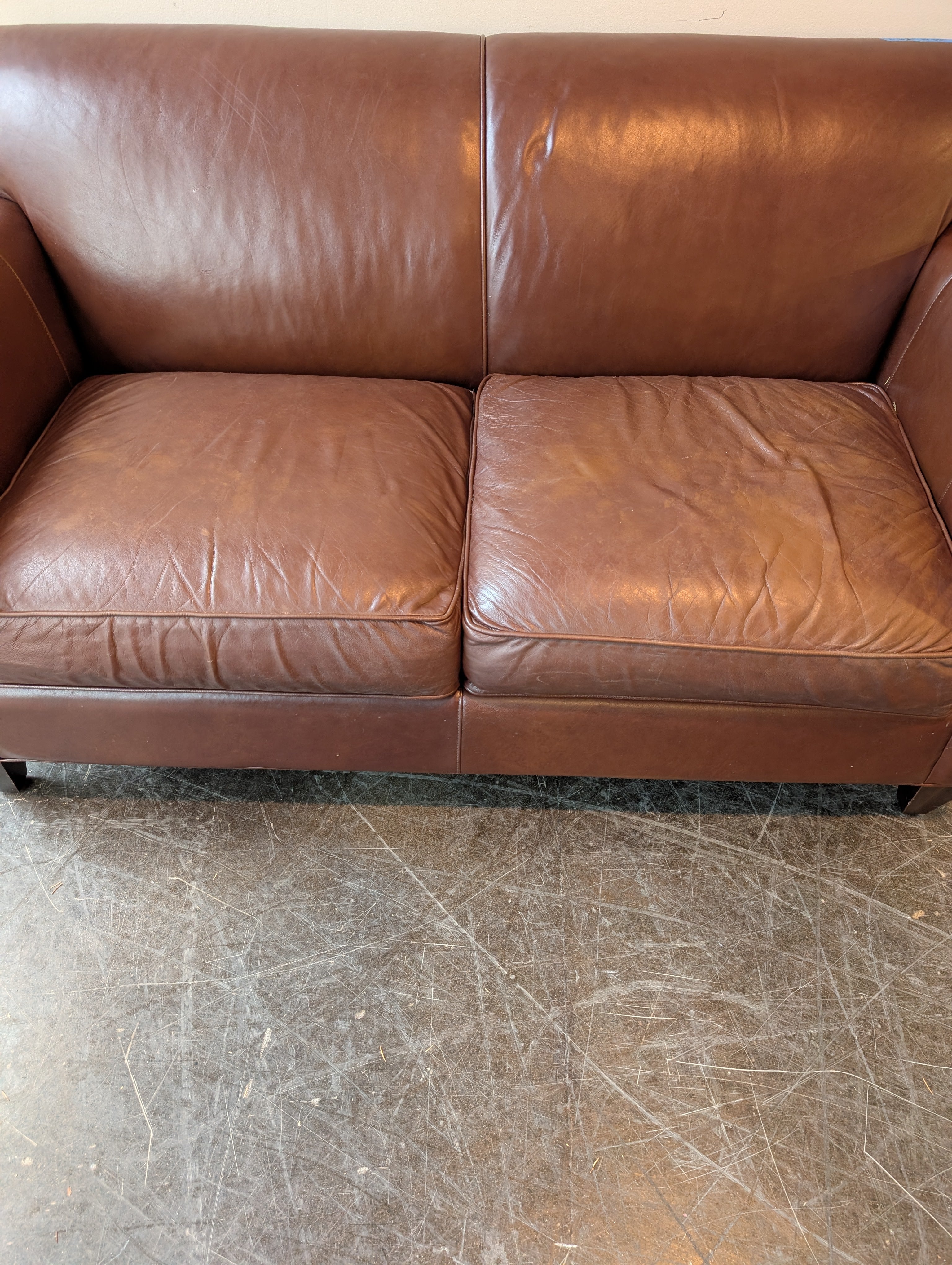 Crate and Barrel Axis 62" Leather Loveseat in Excellent Condition