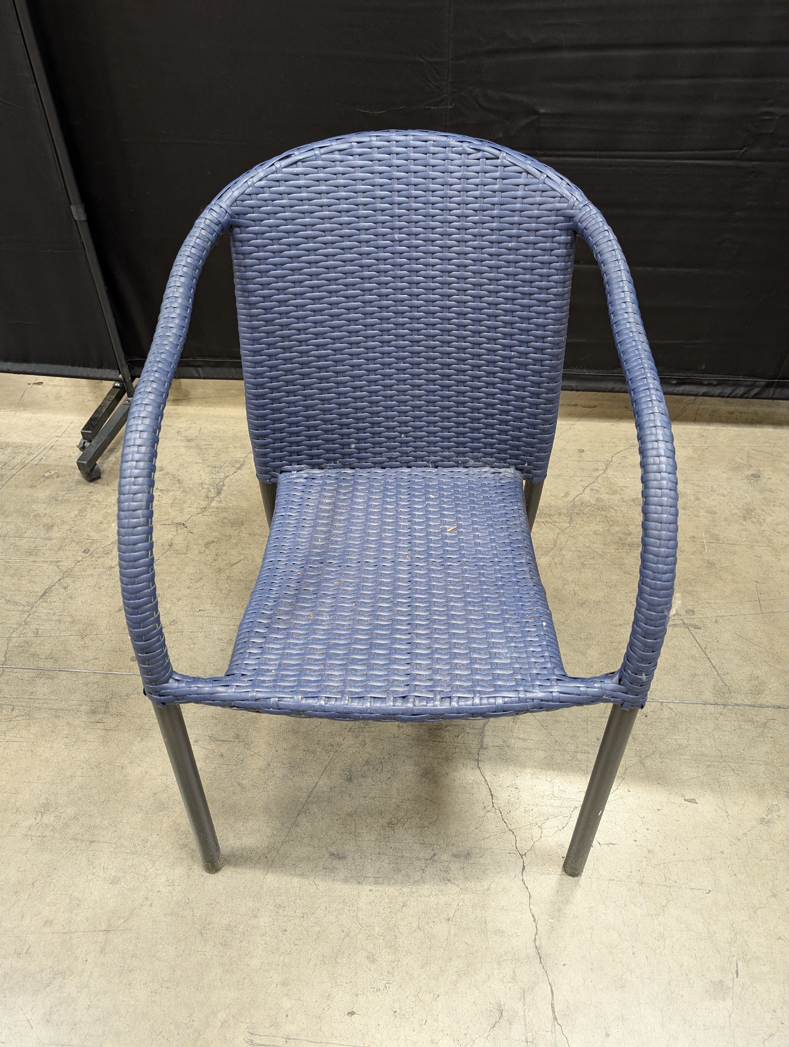 Navy Blue Woven Resin Patio Armchair