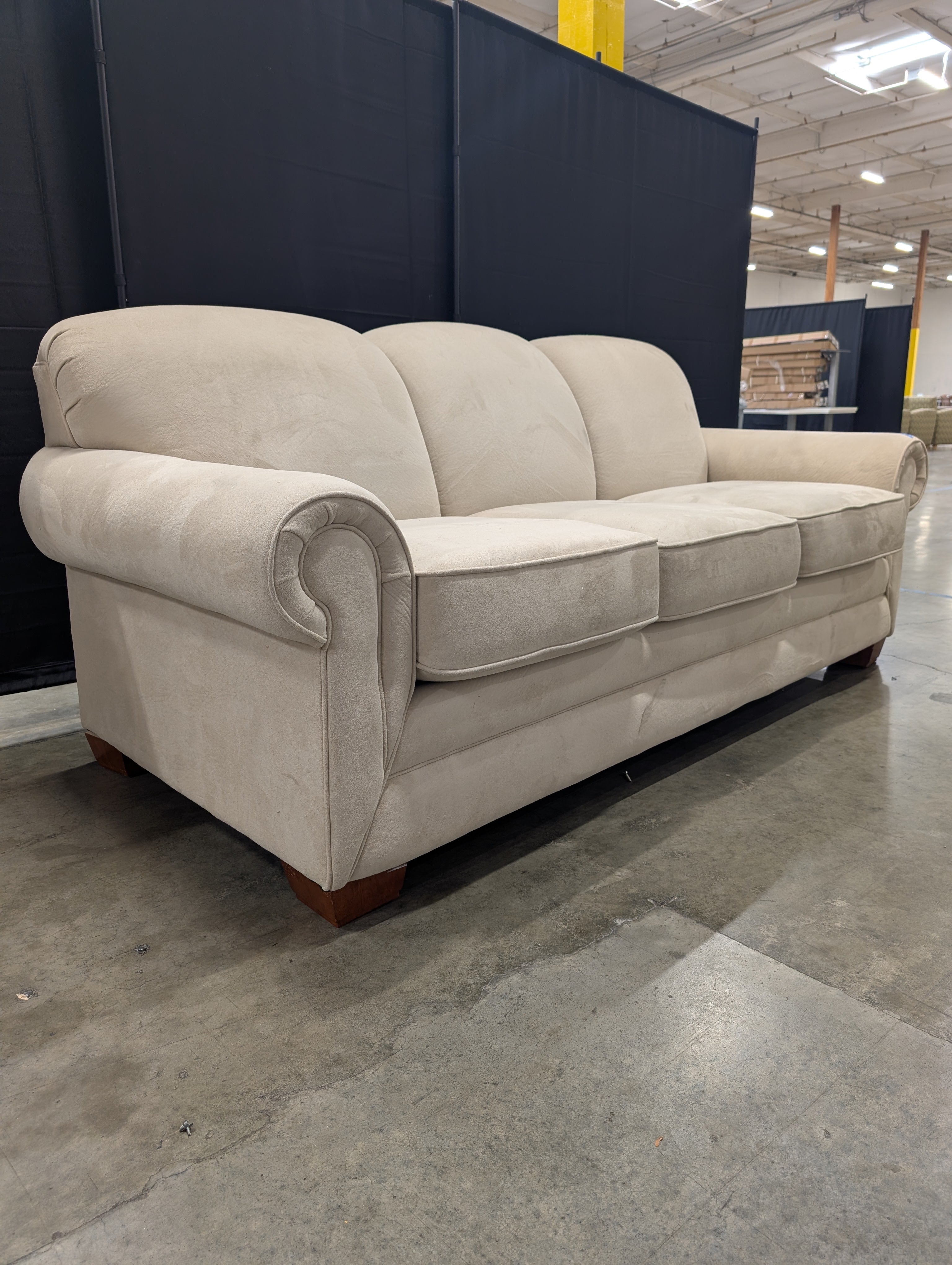 Cream Rolled Arm LaZboy Three-Cushion Couch