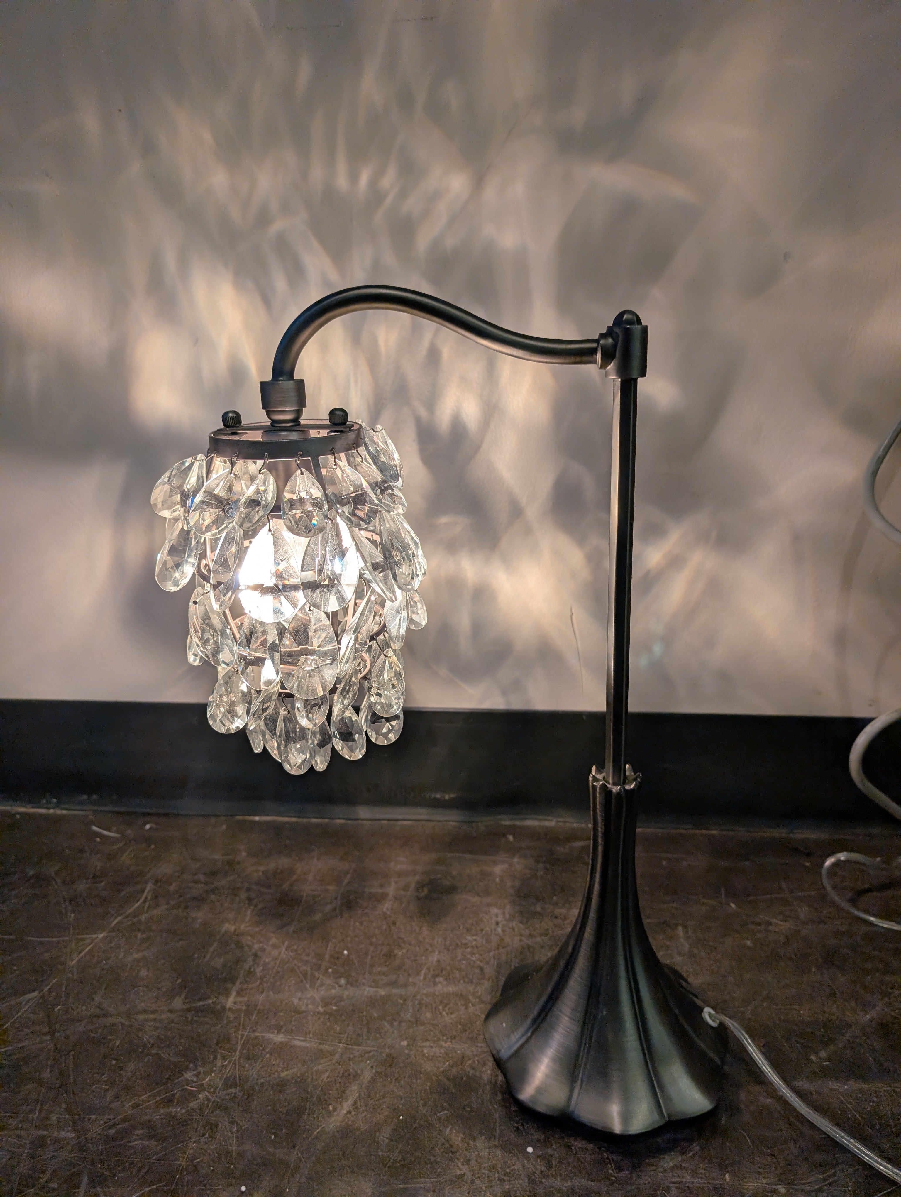 Chandelier Style Table Lamp with Clear Prisms